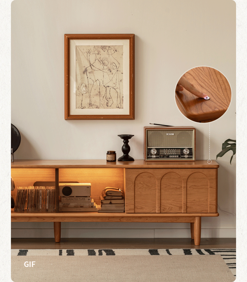 Vintage French Style Solid Wood TV Stand - Cherry & Poplar Wood Media Console for Living Room, Bedroom, or Home Theater