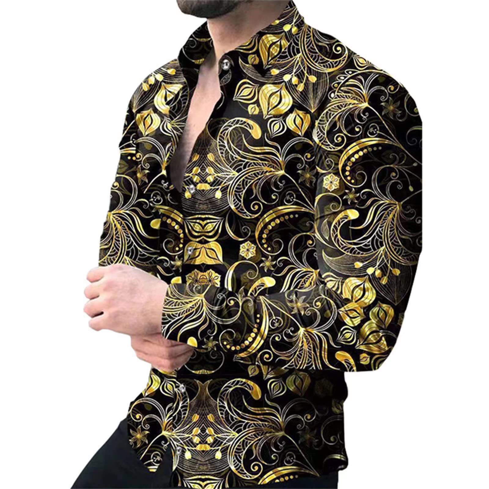 Premium Men's Dress Shirts - Stylish Pattern Printed Long Sleeve Button Down Shirts for Office, Business & Formal Occasions