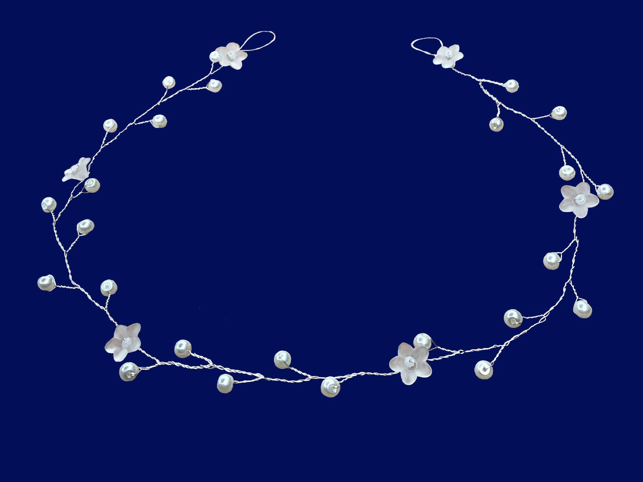 Elegant Silver Wire Wedding Hair Vine with Flowers & Pearls | Handmade in UK | Perfect for Bridal, Boho & Vintage Hairstyles