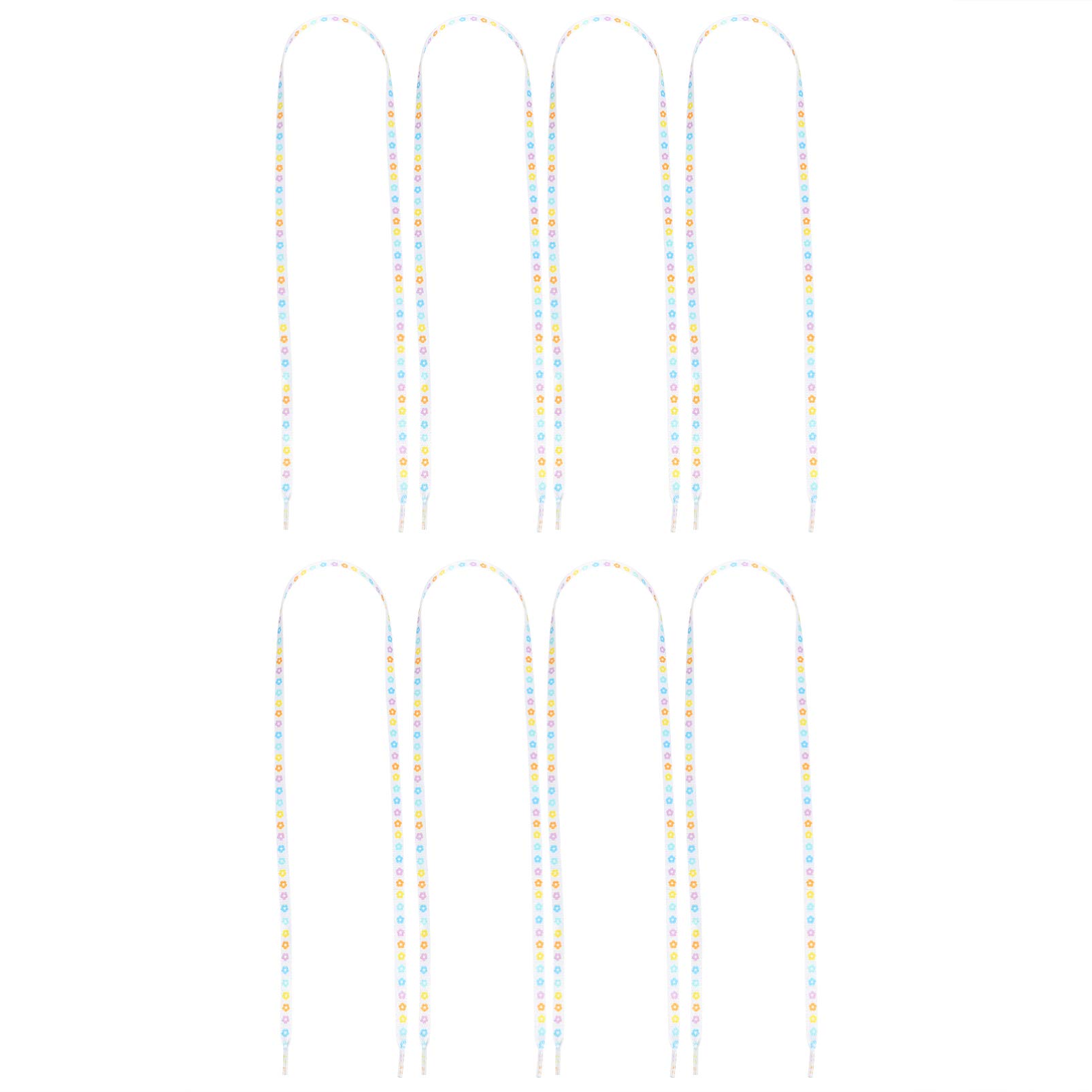 GANAZONO 4 Pairs Flat Flower Printed Shoelaces - Colorful Athletic Sneaker Laces for Casual Shoes, DIY Dress Up (Perfect for Running, Walking & Fashion Outfits)