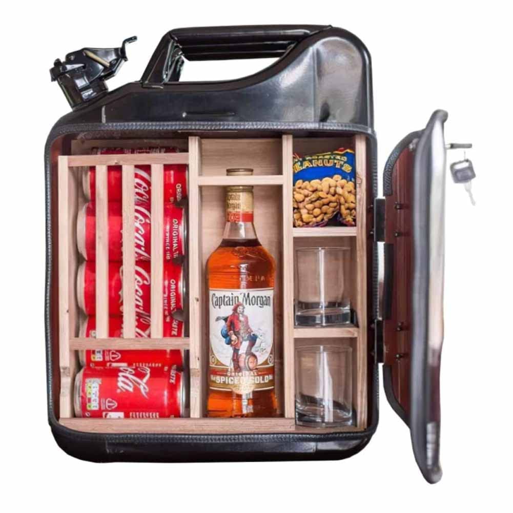 LNIBA Christmas Jerry Can Bar Set - Whiskey Tin Bar Cabinet with Gas Can Design - Unique Custom Gift for Men, Husband or Dad (Red) - Perfect for Holiday Parties, Man Cave Decor & Whiskey Enthusiasts