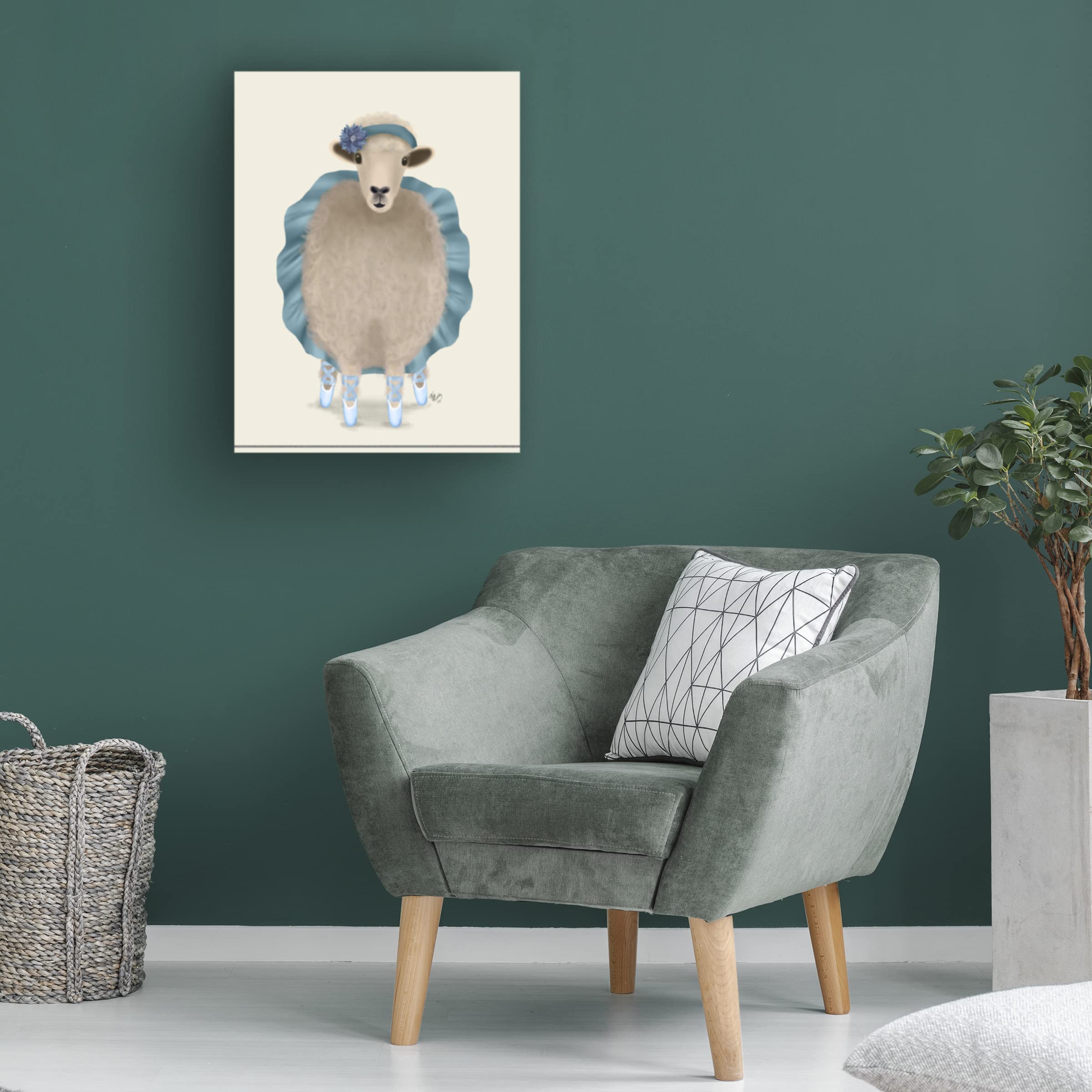 Fab Funky 'Ballet Sheep 3' Canvas Wall Art Print - Modern Home Decor for Living Room, Bedroom & Office - Unique Animal Painting for Art Lovers