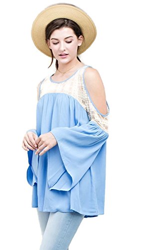 Kori America Women's Lace Keyhole Sleeve Top - Elegant Floral Lace Blouse for Casual & Party Wear | Perfect for Date Night, Office & Special Occasions