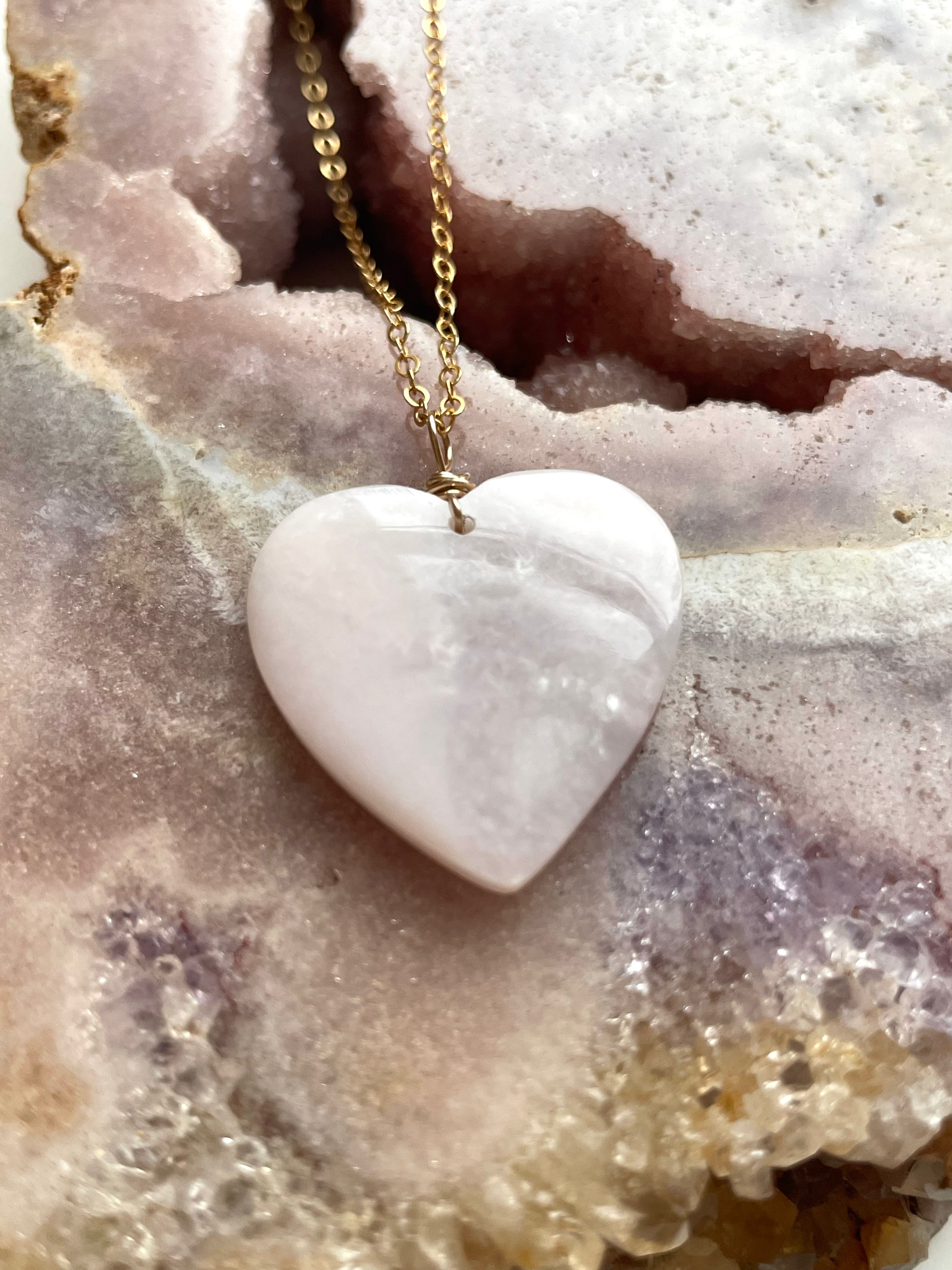 Pink Opal Heart Pendant Necklace for Women - Elegant Rose Quartz Jewelry Gift for Valentine's Day, Anniversary & Special Occasions