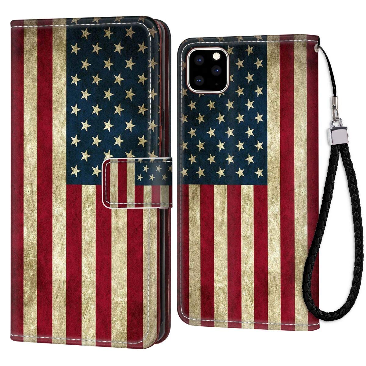 iPhone 11 Pro Max (2019) 6.5 Inch Wallet Case with US Flag Design - Slim Protective Cover with Card Slots | Perfect for Everyday Use, Travel & Business Meetings