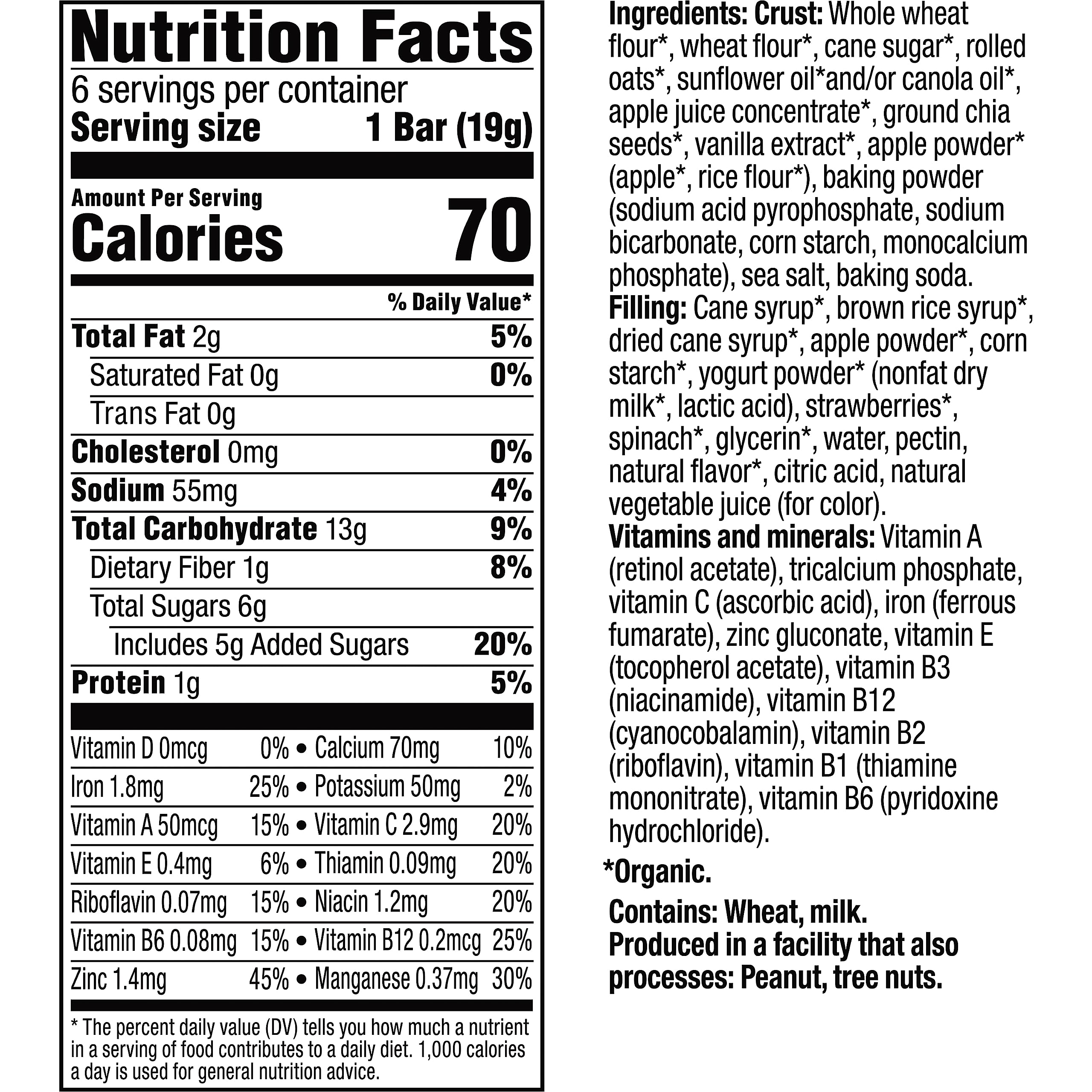 Organic Plum Mighty Snack Bars - Strawberry (6 Pack) - Healthy Toddler Snacks for On-the-Go