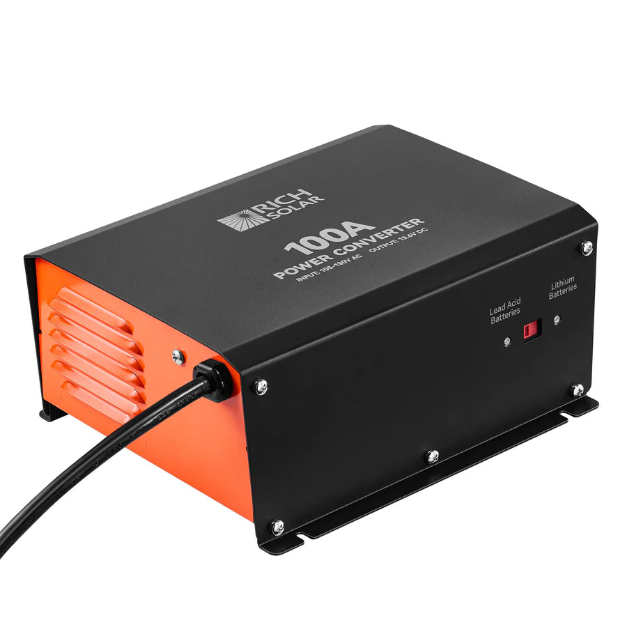 Rich Solar 100A MPPT Solar Charge Controller - 12V/24V Auto Battery Charger for RV, Marine, Off-Grid Power Systems | Weatherproof & Efficient Solar Panel Regulator for Home, Camping, Boating