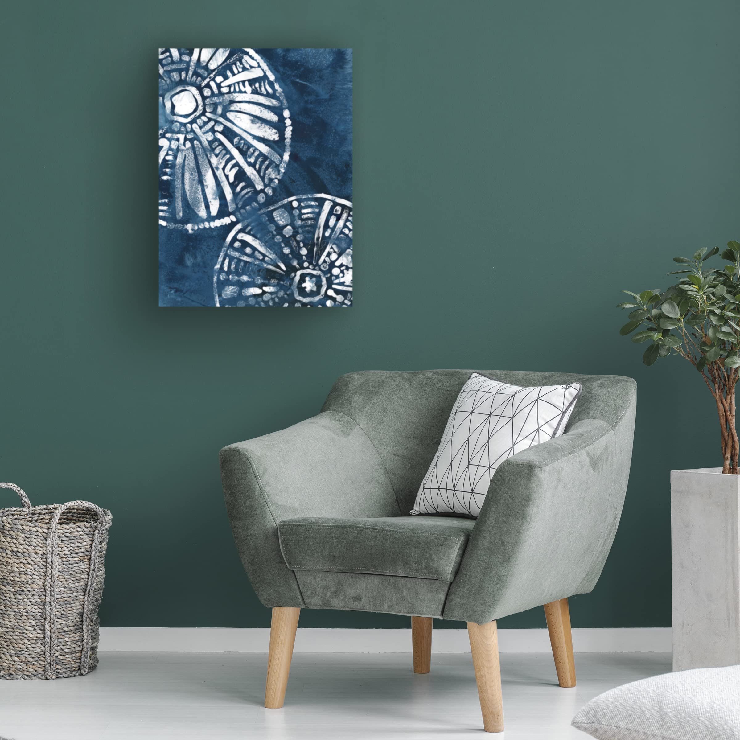 June Erica Vess 'Sea Batik III' Canvas Wall Art Print - Modern Coastal Home Decor for Living Room, Bedroom & Office - Handmade Tropical Beach Painting