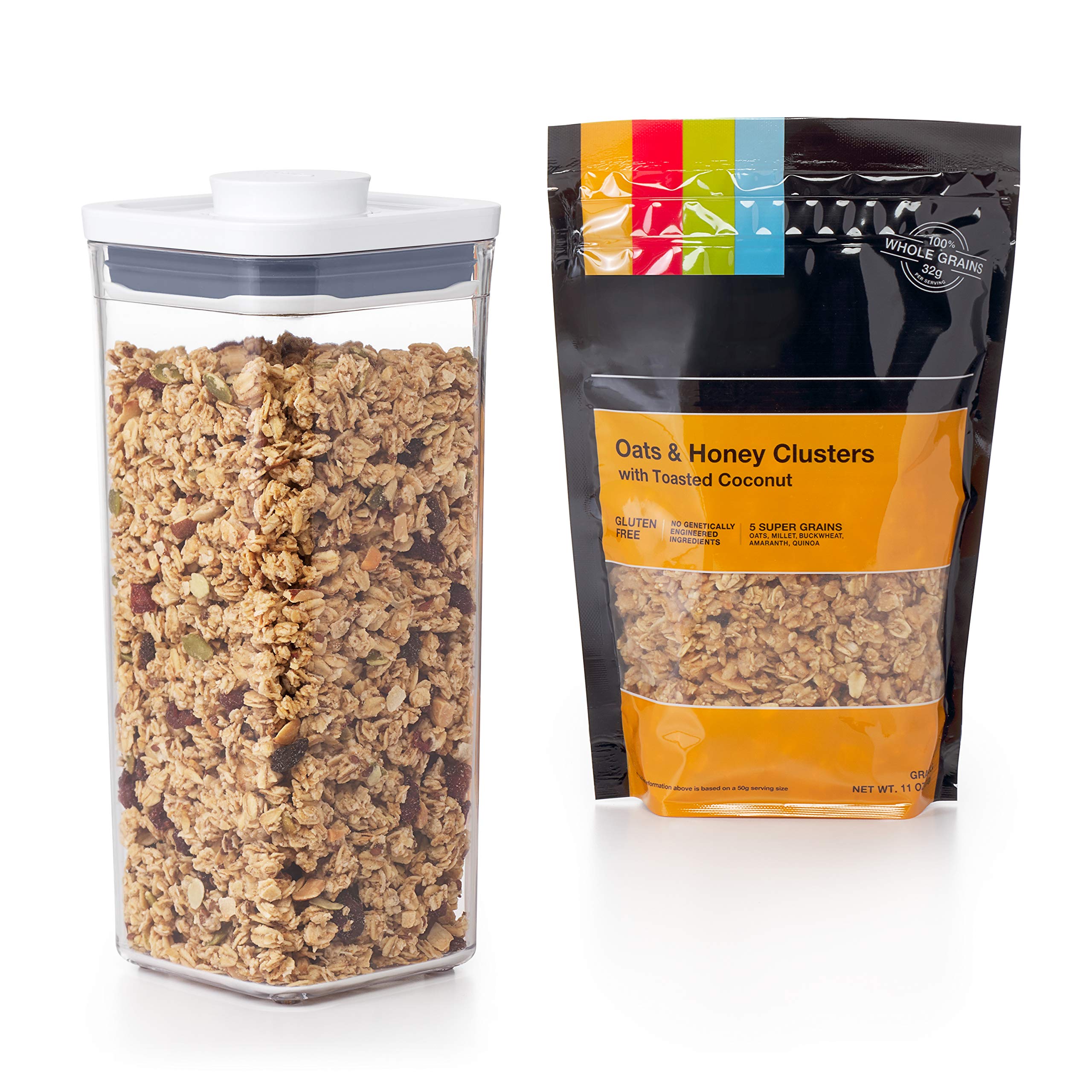 OXO Good Grips 1.7 Qt Airtight Food Storage Container - Small Square Medium POP Container for Granola, Dried Beans, Snacks - Perfect for Kitchen Pantry Organization & Fresh Food Storage