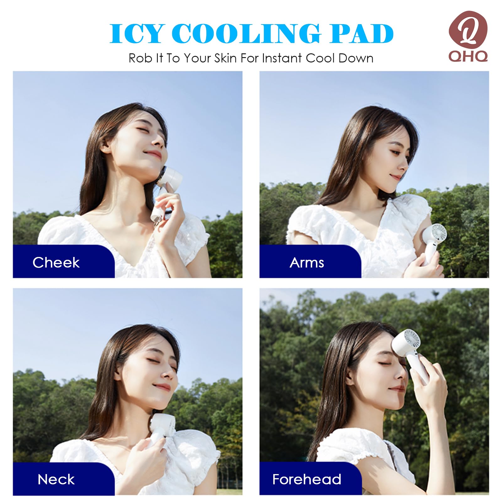 Portable Ice Cooling Handheld Fan with Built-in Mini Turbine - Rechargeable Personal Air Conditioner for Outdoor, Office, Travel & Home Use