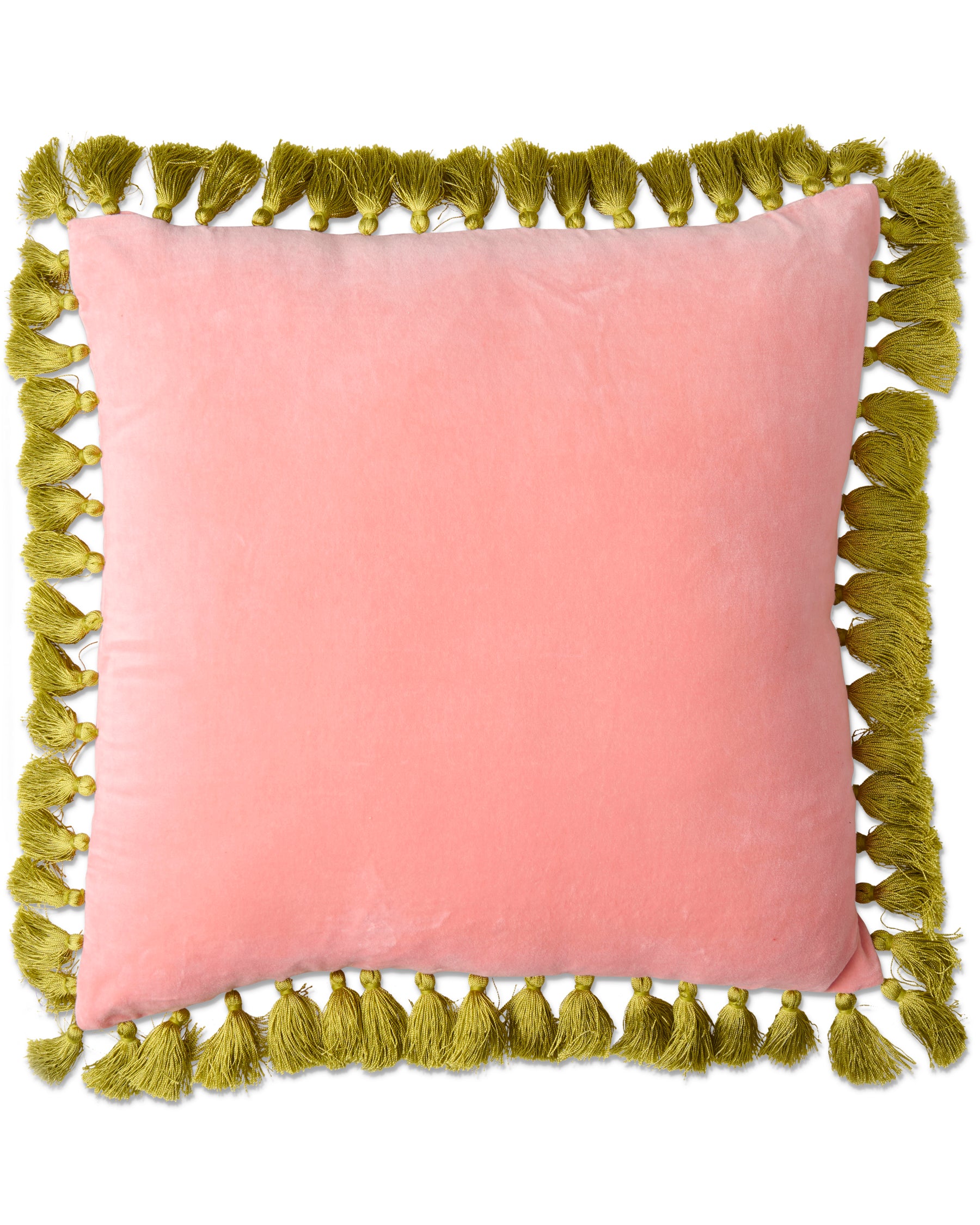 Citron Rose Velvet Tassel Cushion - Soft Decorative Throw Pillow for Sofa, Bed & Home Decor - Perfect for Living Room, Bedroom & Nursery