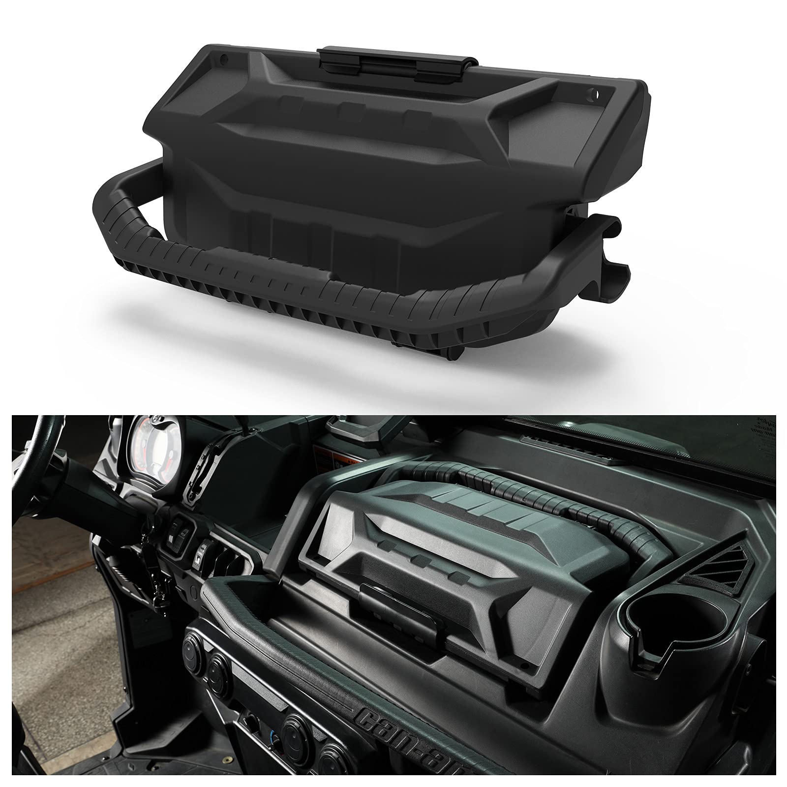 A & UTV PRO Defender Dash Storage Box - Removable Upper Dashboard Storage Bin for 2016-2021 Can Am Defender HD5 HD8 HD10 MAX Accessories (Replaces OEM# 715004344) - Perfect for Off-Roading, Hunting & Outdoor Adventures