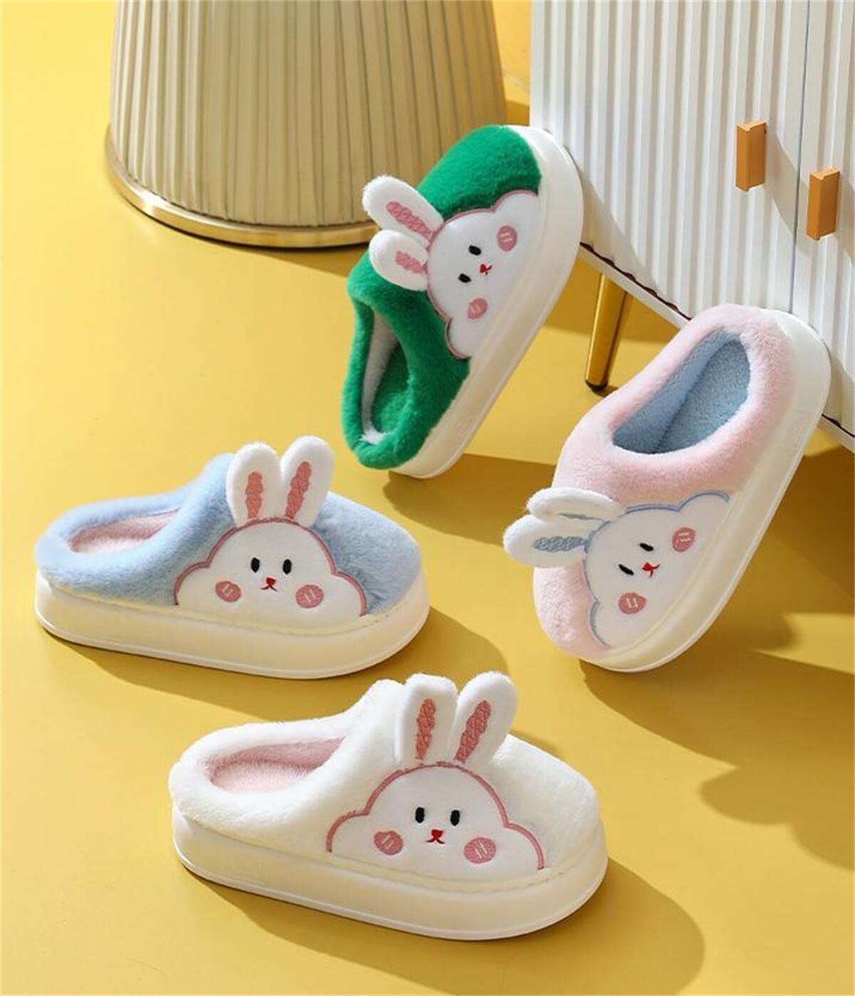 Cozy Cartoon Rabbit Plush Slippers for Men & Women - Soft Warm Indoor/Outdoor Winter House Shoes with Thick Sole - Perfect for Home, Office, Travel & Relaxation