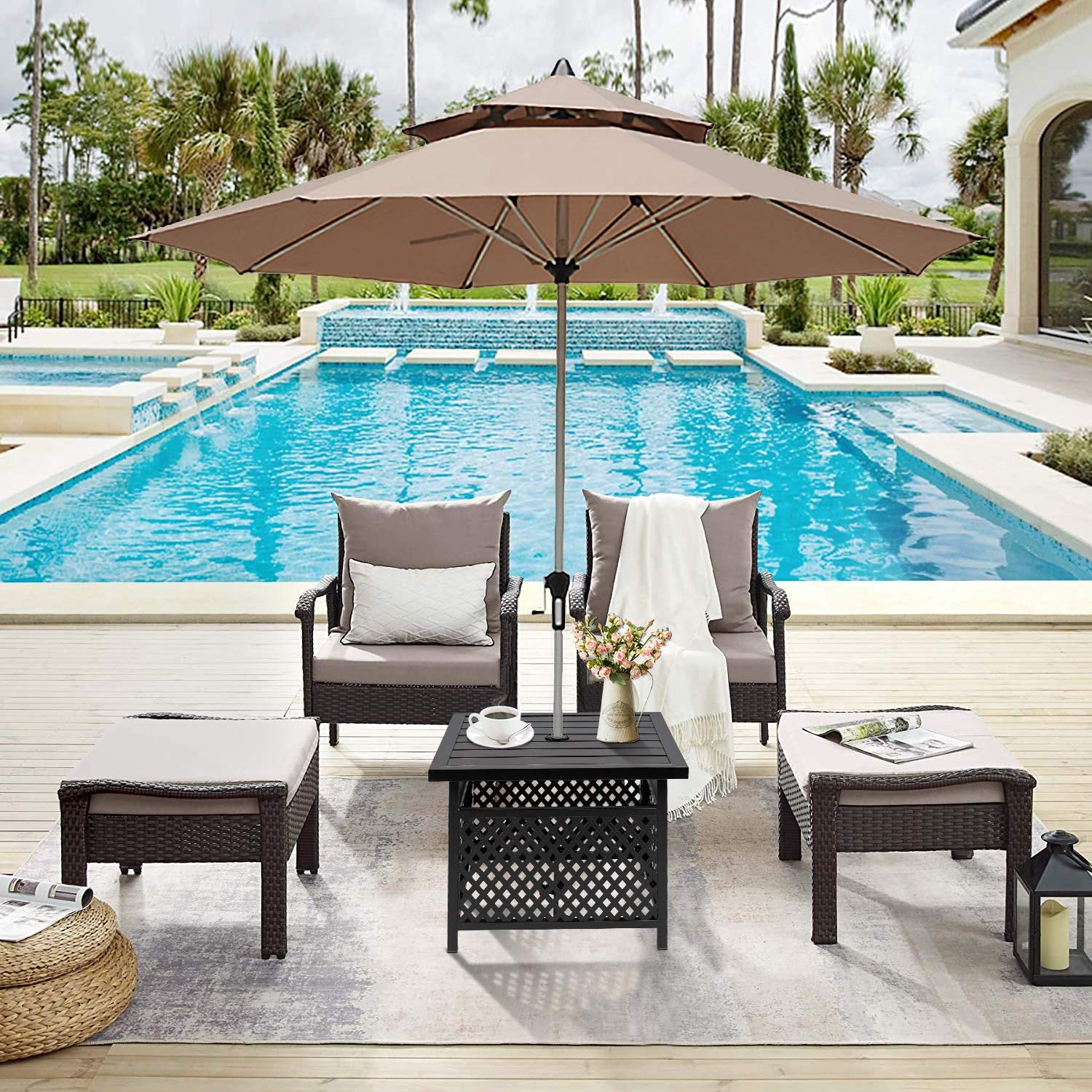 SOLAURA Square Outdoor Patio Side Table with 1.57