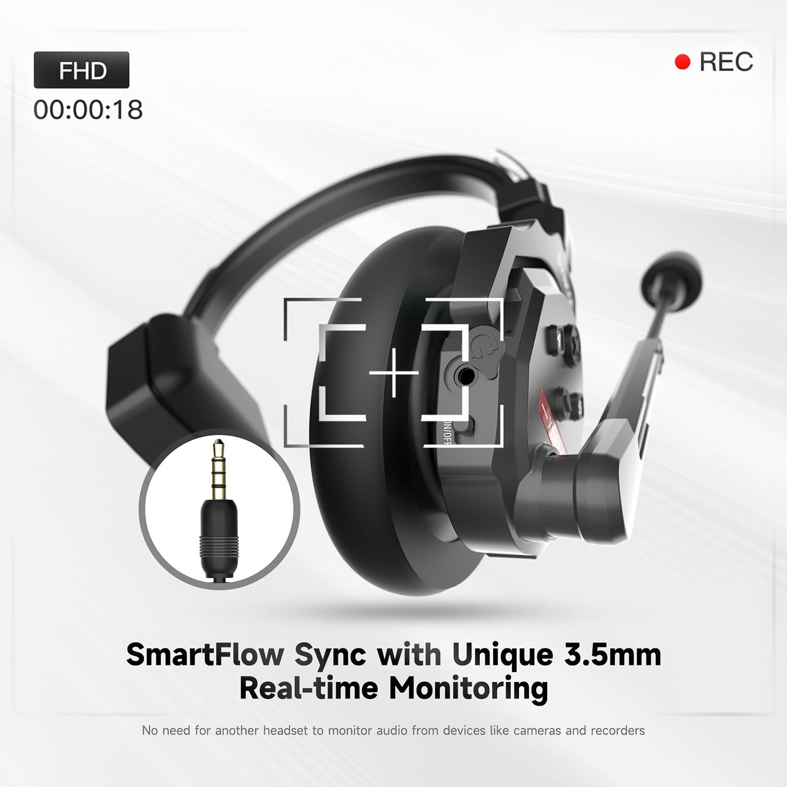 SYNCO Xtalk X2 Wireless Intercom Headset System - 2-Person 2.4G Headset with Microphone, Built-in Battery, 350M/1148ft Range, 3.5mm Real-Time Monitoring - Perfect for Filmmaking, Live Broadcasting, Church Services & Construction Communication