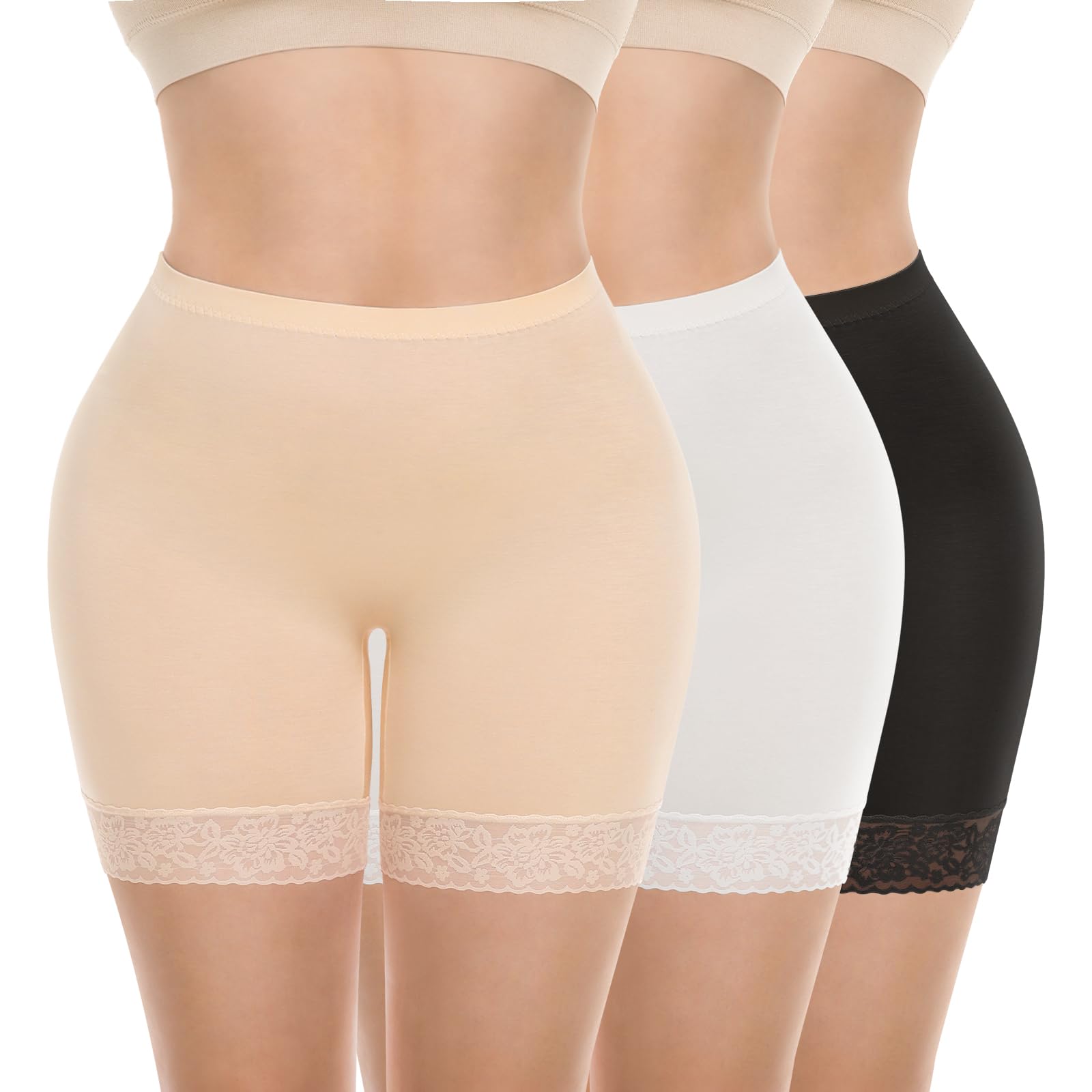 Yeblues Women’s Stretchy Lace Slip Shorts - Anti-Chafing Mid-Thigh Underwear for Under Dresses | Soft & Comfortable for Everyday Wear, Travel & Summer Outfits