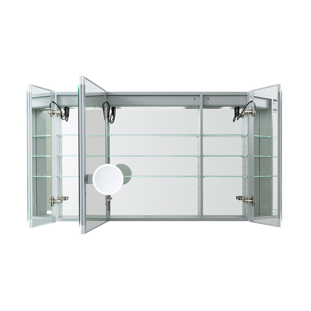 Aquadom Edge Royale 48x32 Inch LED Lighted Triple Door Bathroom Medicine Cabinet with Mirror - Perfect for Modern Homes, Spas & Luxury Vanities