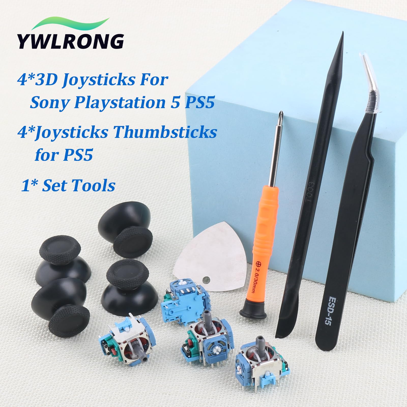 PS5 Analog Stick Replacement Kit (4-Pack) - Compatible with Sony PlayStation 5 Controller, 3D Joystick Sensor Module & Thumbstick Accessories - Perfect for Gaming, DIY Repairs & Controller Maintenance
