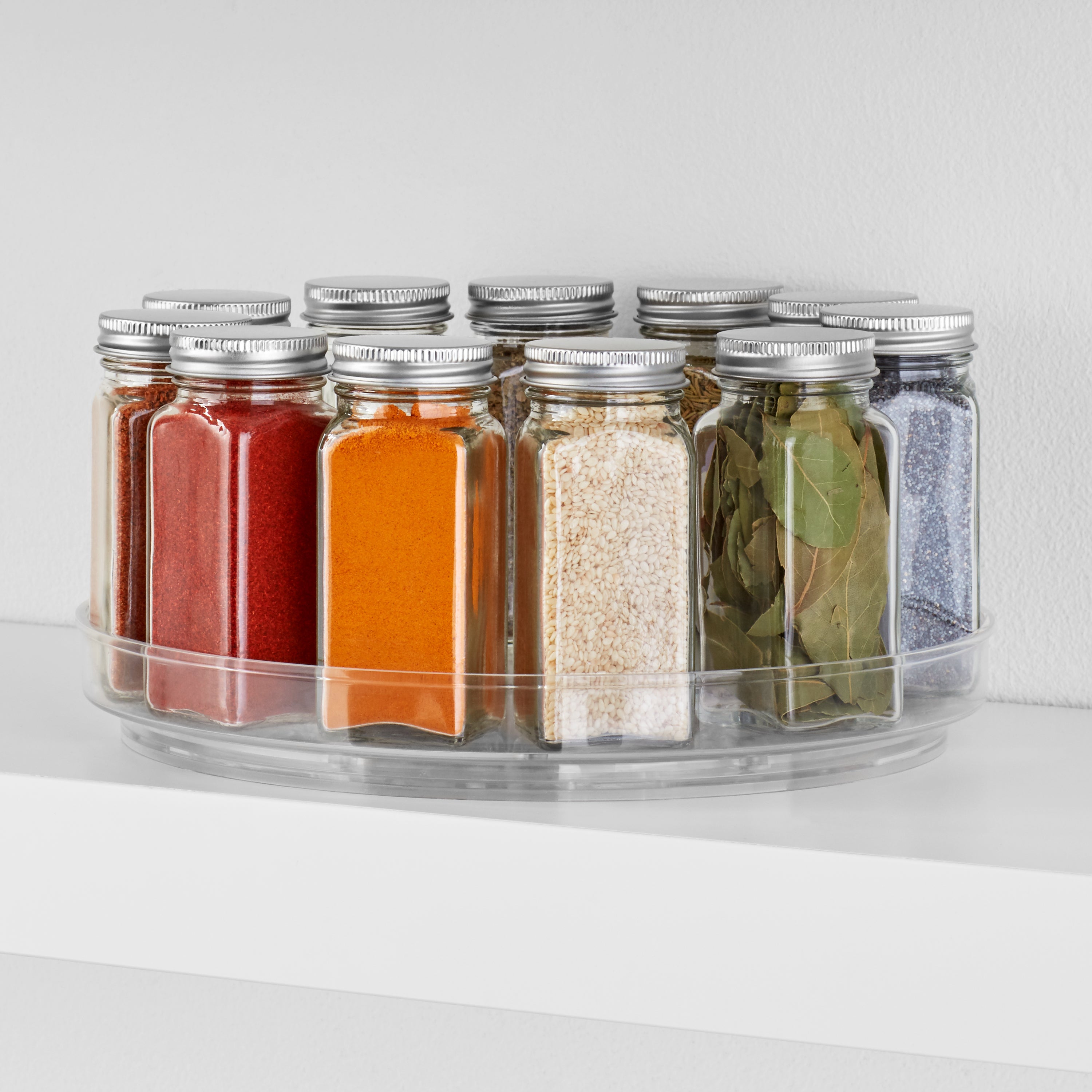 The Home Edit Low Wall Turntable - 360° Rotating Shelf Organizer for Spices, Makeup & Bathroom Essentials | Space-Saving Storage Solution for Kitchen, Vanity & Pantry
