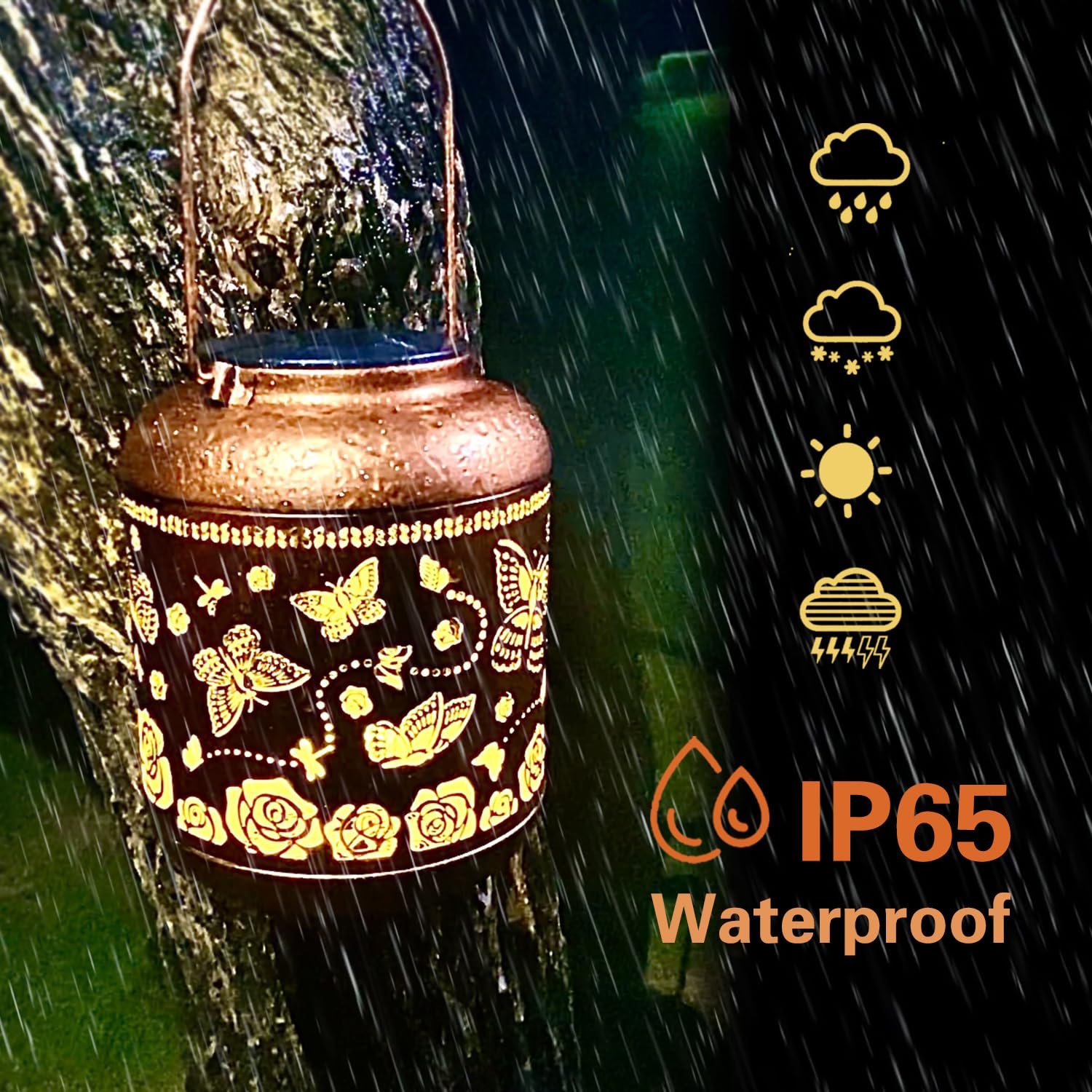 Solar Butterfly Lanterns Outdoor - Waterproof Hanging Solar Lights for Garden, Yard, Patio - Decorative Metal LED Butterfly Lights for Women & Men - Perfect for Landscape, Pathway, Lawn, Tabletop Decor & Romantic Evening Ambiance