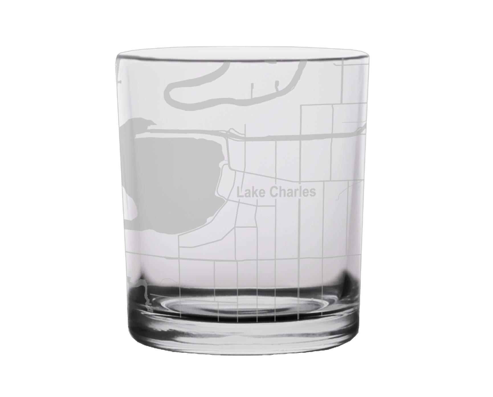 Lake Charles Louisiana Whiskey Glass - Engraved City Map Design for Bourbon, Scotch & Whiskey Lovers - Perfect for Home Bars, Gifts & Louisiana-Themed Parties
