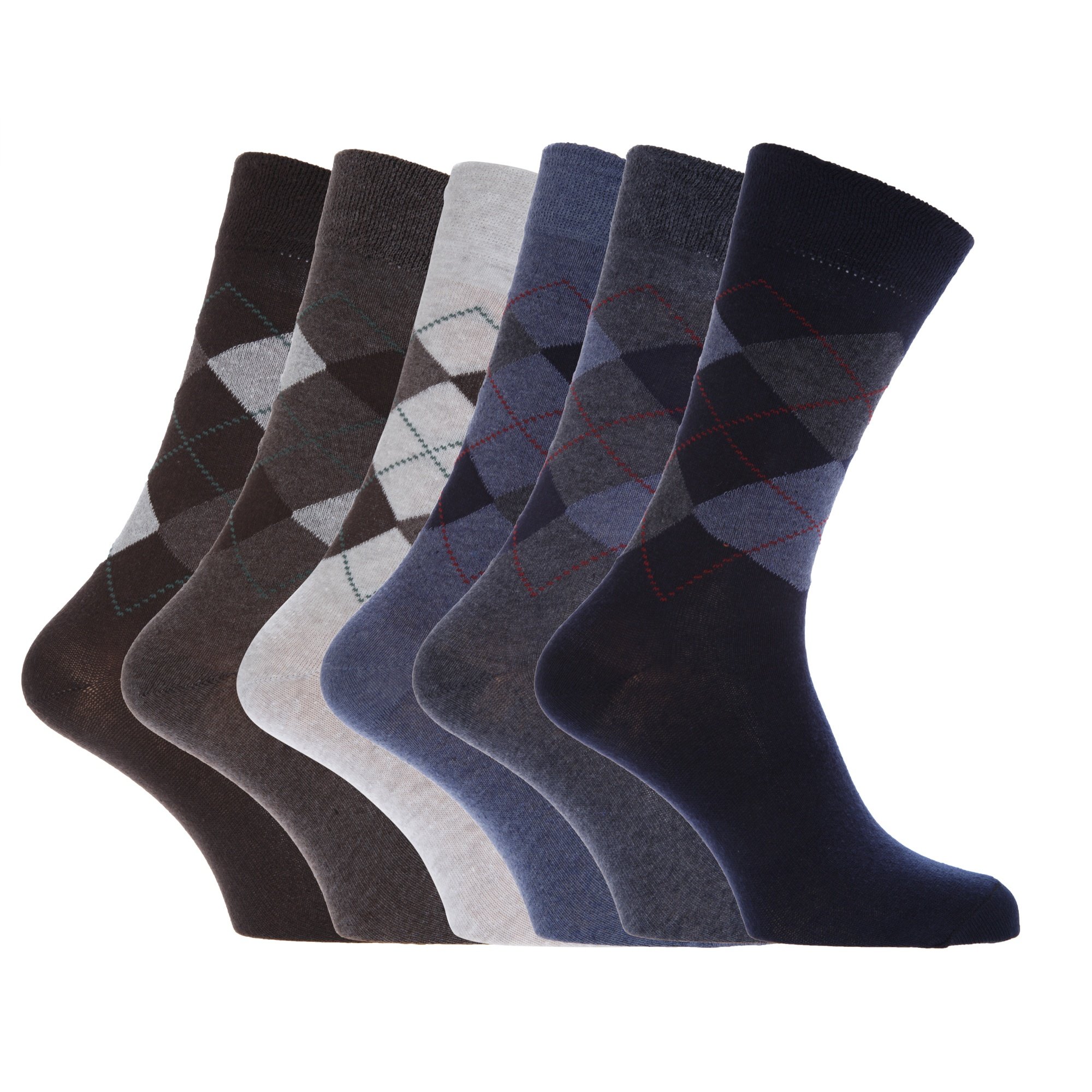 Men's Argyle Cotton Blend Socks - 6 Pack Comfortable Casual Dress Socks for Work, Office & Everyday Wear