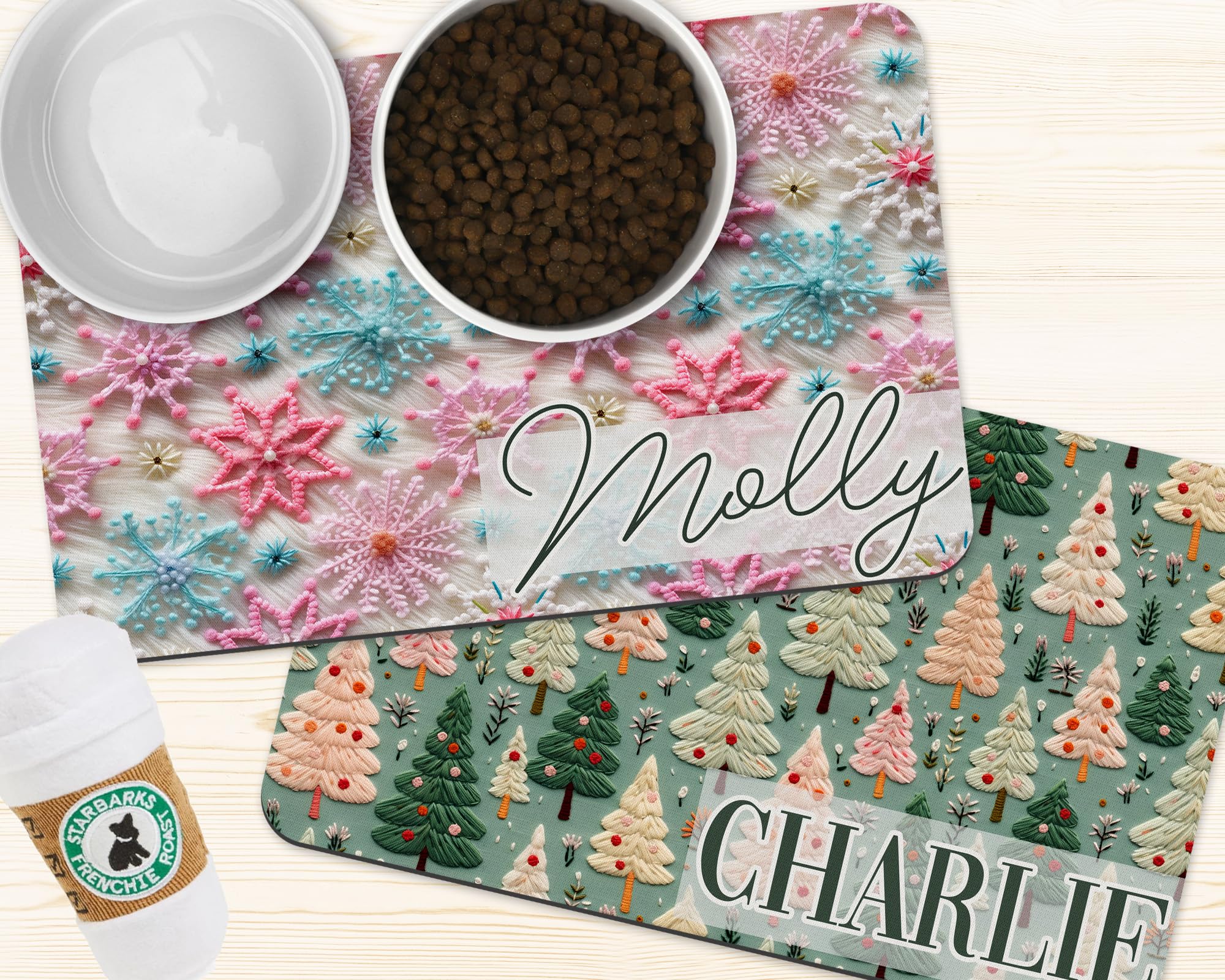 Personalized Christmas Dog Mat - Custom Pet Placemat for Holiday Decor