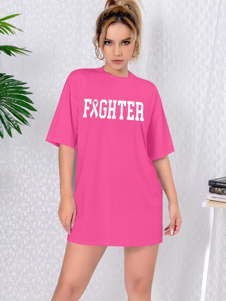Oversized Breast Cancer Awareness Shirts for Women - Pink Ribbon Graphic Tee Tops | Comfortable & Supportive for Survivors, Fundraisers & Awareness Events
