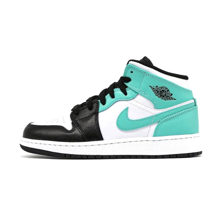 Air Jordan 1 Mid GS Sneakers - White Tropical Twist Black Basketball Shoes for Women & Girls - Perfect for Casual Wear, Sports & Street Fashion