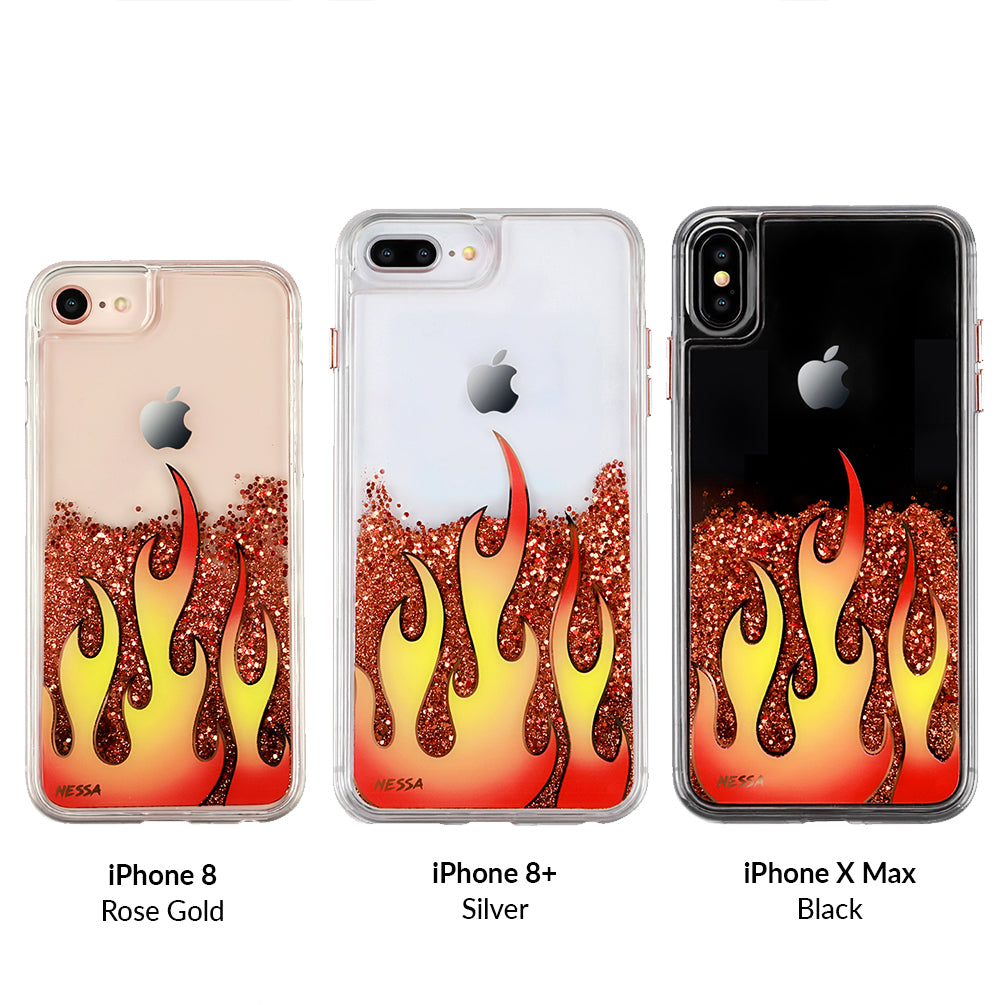 Sparkle Glitter Flames iPhone Case by Nessa - Trendy Protective Phone Cover for iPhone 13/14/15 Pro Max - Perfect for Parties, Concerts & Festivals