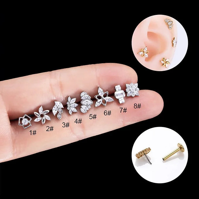 16G Cartilage Titanium Earrings - Hypoallergenic Windmill Flower Stud Earrings for Women | HSPJ545 | Perfect for Daily Wear, Parties & Special Occasions