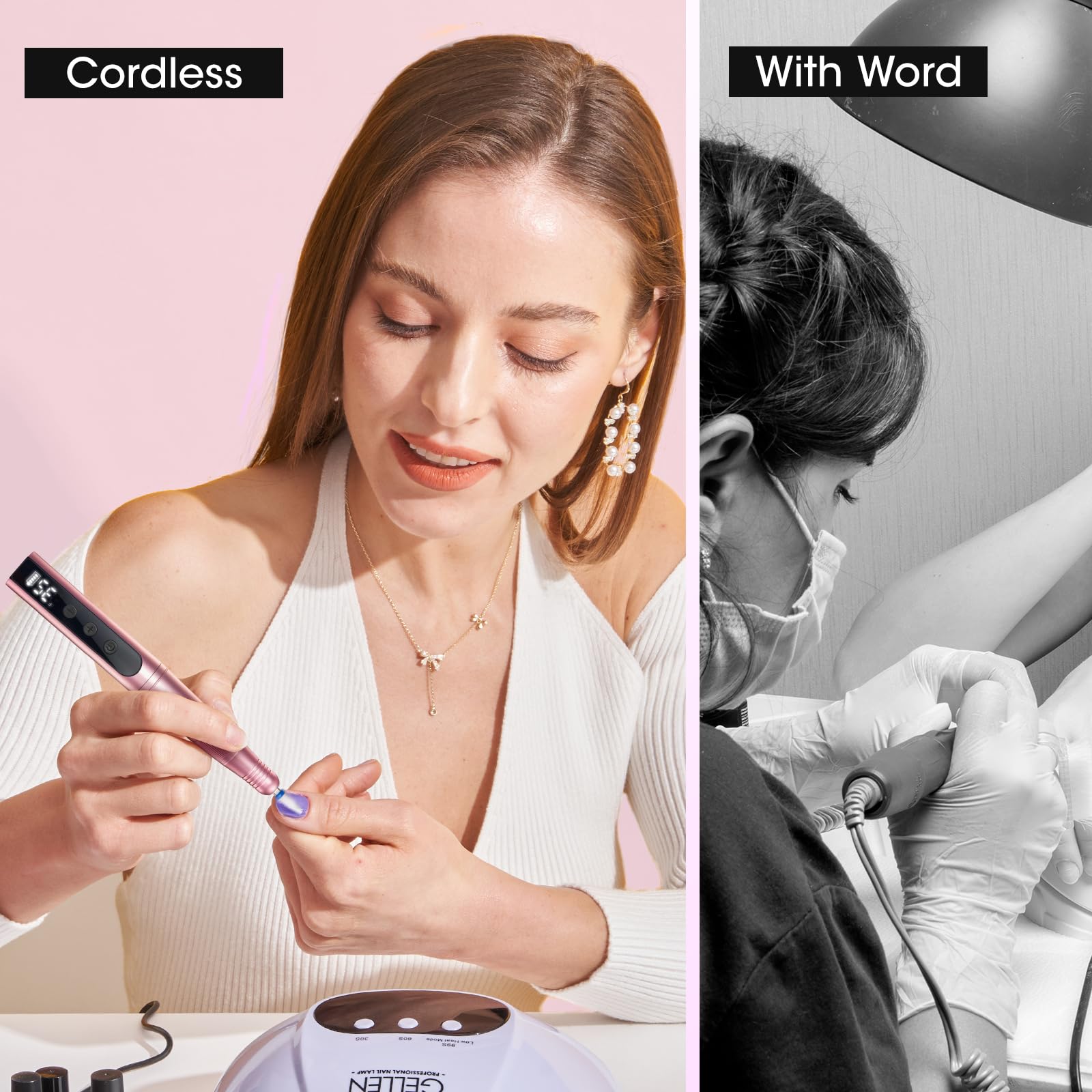 Gellen Professional Electric Nail File Kit - 11-in-1 Cordless Rechargeable Manicure Pedicure Set for Acrylic, Gel & Thick Nails - Perfect for Home & Salon Nail Care, DIY Nail Art & Professional Nail Technicians
