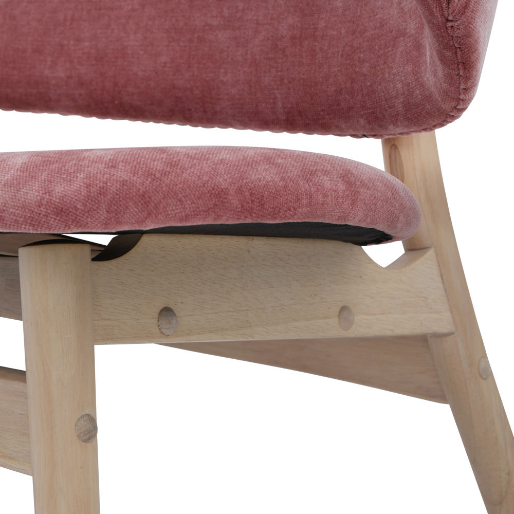 POLARA 2 Seater Lounge Chair - Modern Oak Wood Frame with Salmon Fabric - Perfect for Living Room, Patio or Office Relaxation
