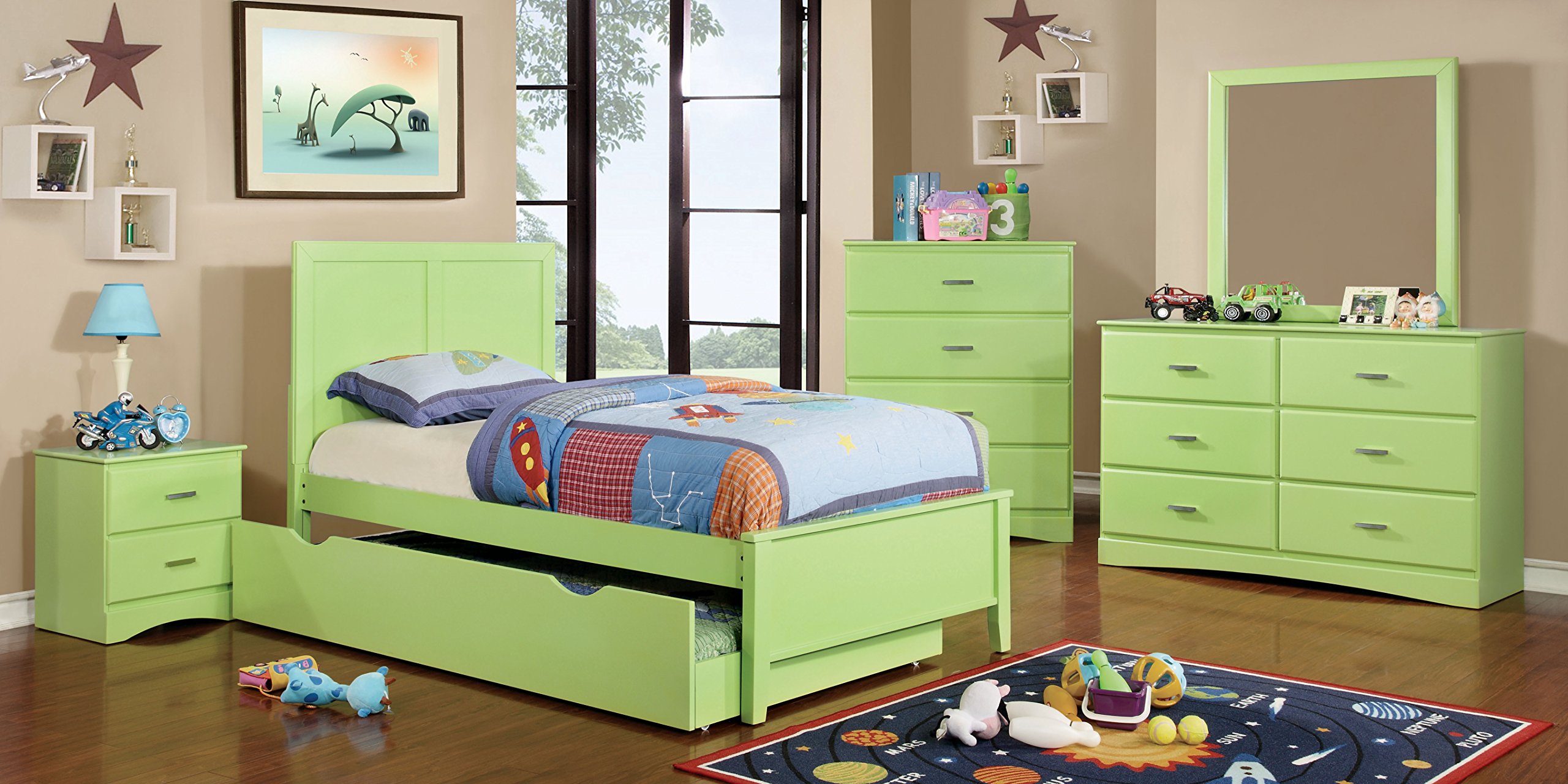 Furniture of America Kolora Youth Headboard - Twin Size, Green, Modern Kids Bedroom Decor for Boys & Girls - Perfect for Bedroom, Nursery, and Guest Room