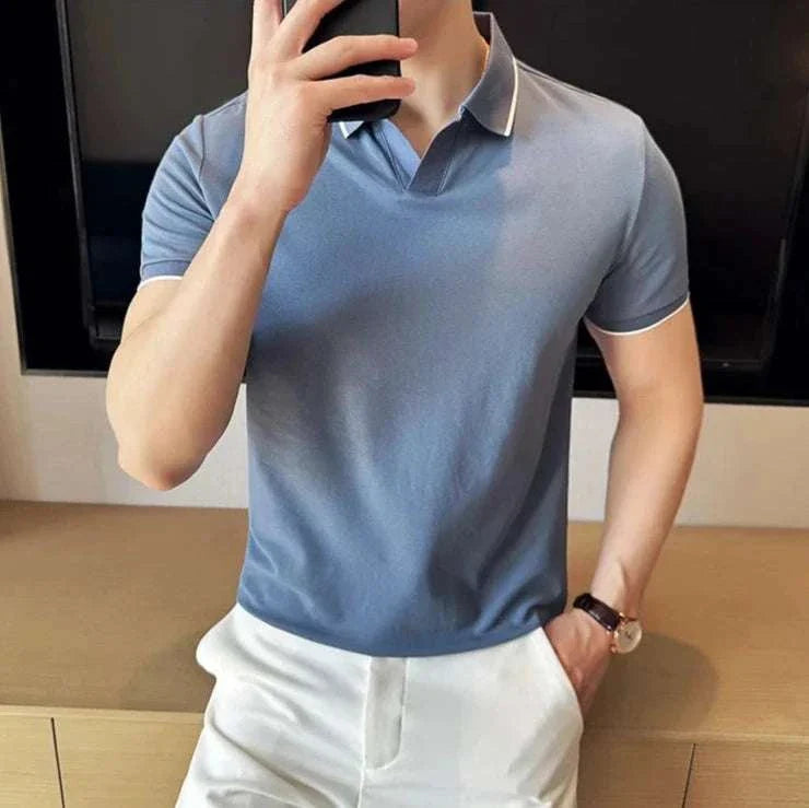 British Slim Fit Summer Polo Shirt for Men - Breathable Cotton Casual Short Sleeve Tee - Perfect for Golf, Office & Outdoor Activities