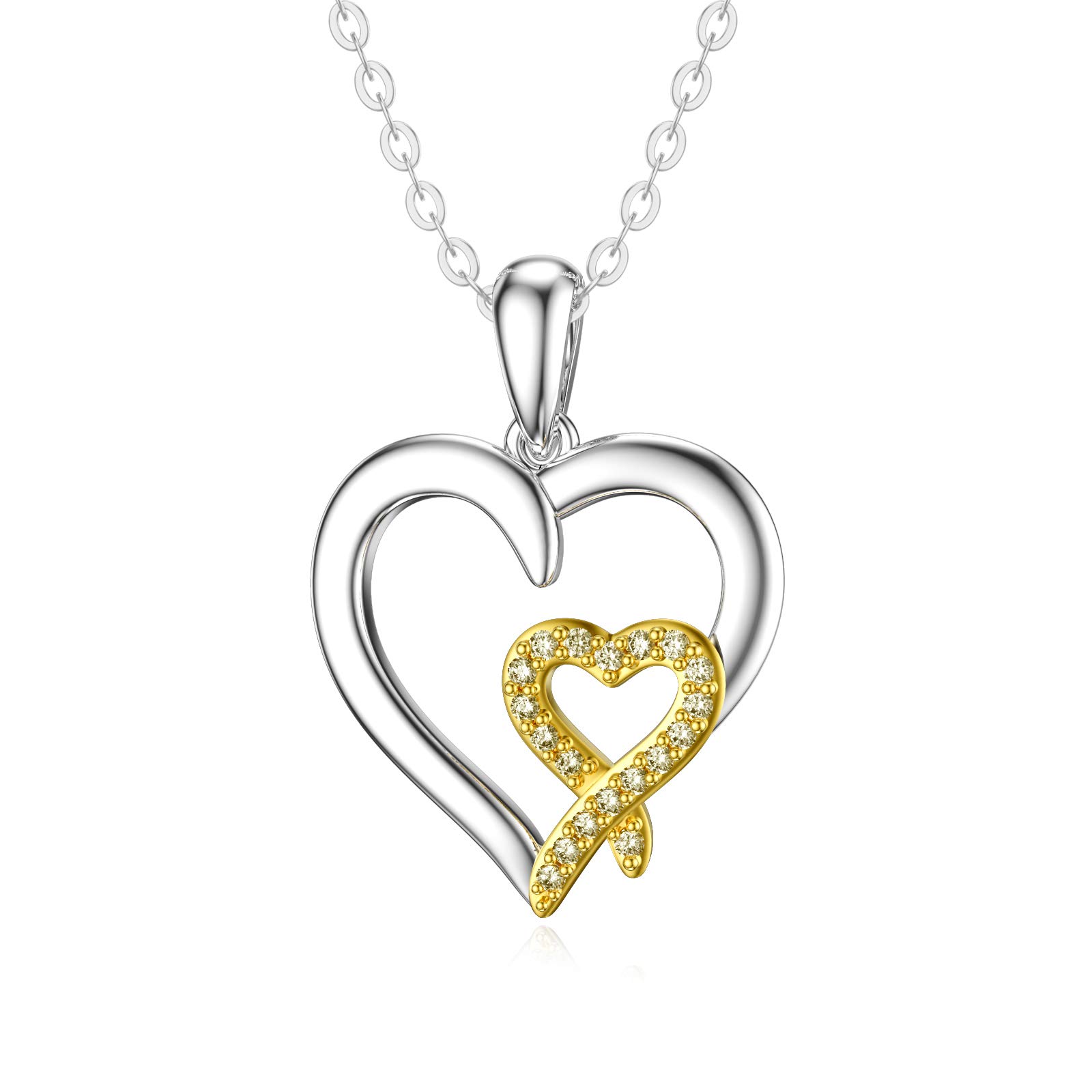 14K Solid Gold Heart Necklace for Women - Real Gold 