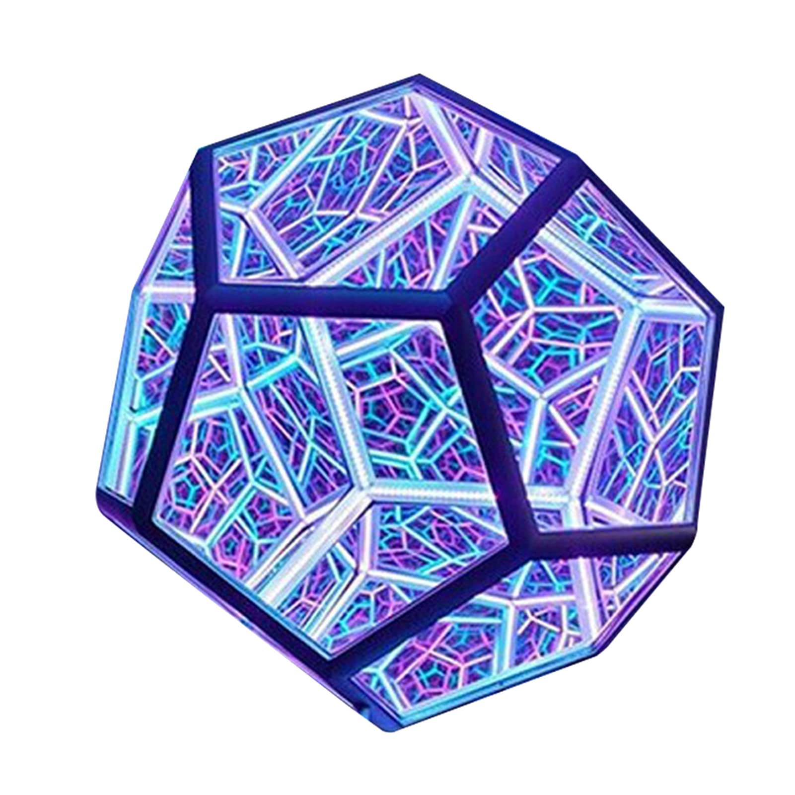 Infinite Dodecahedron Color Changing LED Art Light - USB Rechargeable Decorative Night Lamp for Home, Office Desk, Bedroom - Modern Geometric Mood Lighting for Parties, Meditation & Gifts