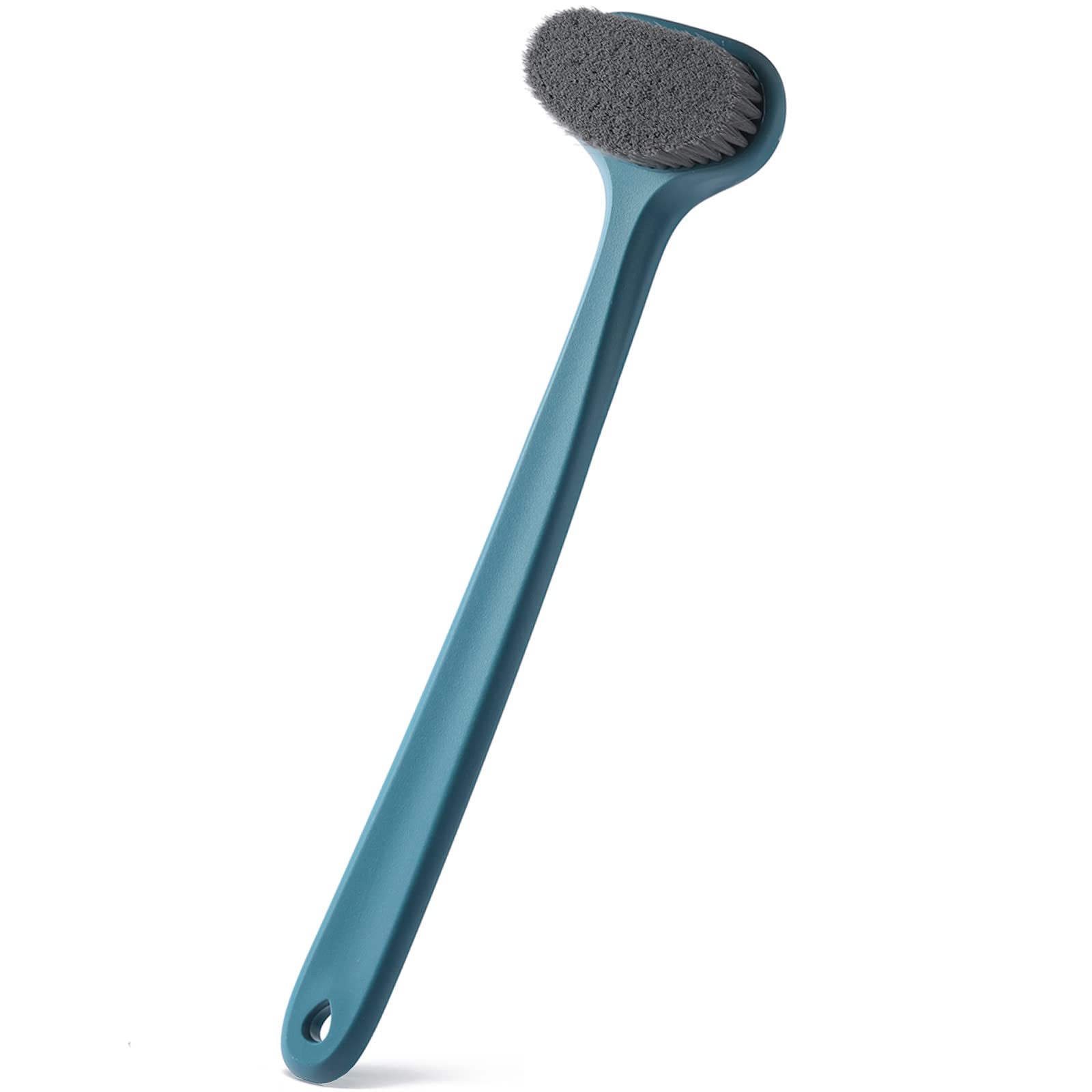 Upgraded Body Brush for Dry & Wet Brushing - 14 Inch Long Handle with Soft Bristles for Gentle Exfoliation - Improves Skin Health & Beauty - Perfect for Shower, Spa & Self-Care Routine (Dark Blue)