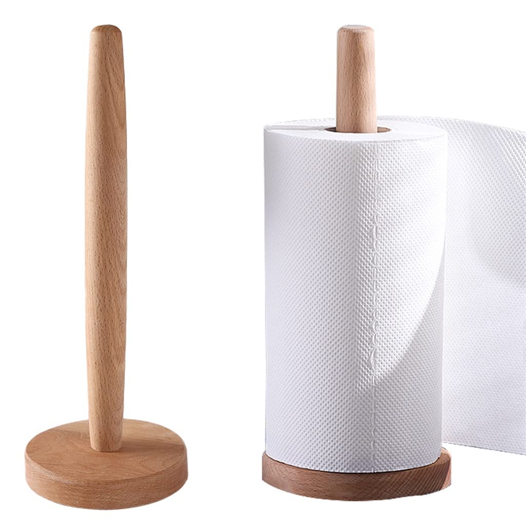 Wooden Tissue Paper Holder - Vertical Bathroom & Kitchen Roll Dispenser, Desktop Toilet Paper Stand with Storage Rack | Perfect for Home, Office, RV and Dorm Organization (CHYSP Brand)