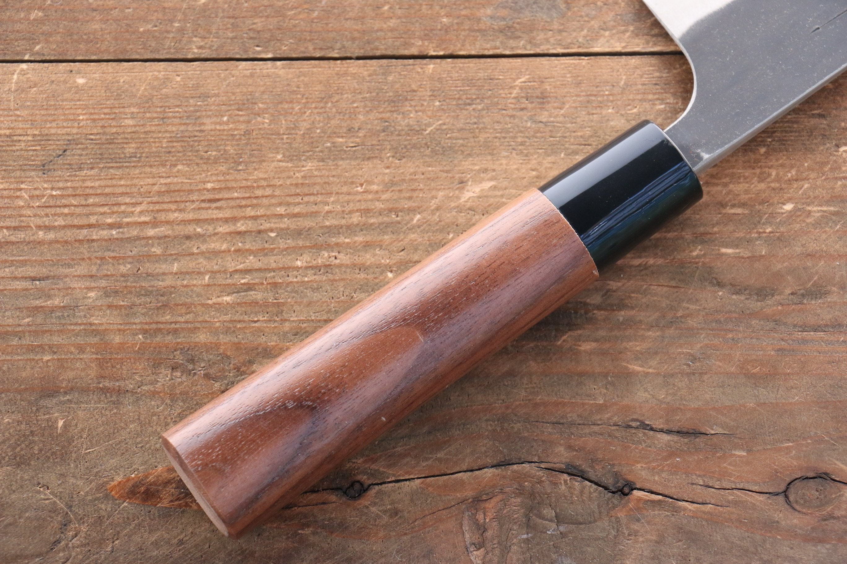 NAO Yamamoto Blue Super Kurouchi Santoku Knife 165mm - Japanese Chef Knife with Walnut Handle for Slicing, Dicing & Chopping Vegetables, Meat & Fish - Perfect for Home Cooks & Professional Chefs