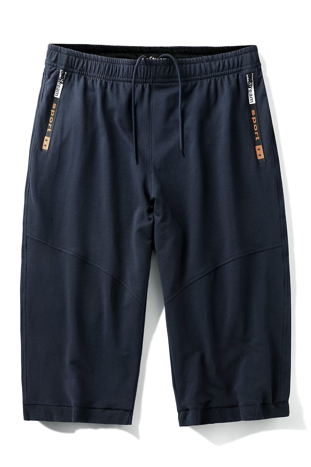 Mr.Stream Men's Plus Size Casual Capri 3/4 Length Cropped Jogger Pants - Cotton Athletic Basketball Gym Shorts Below Knee for Workout & Lounge
