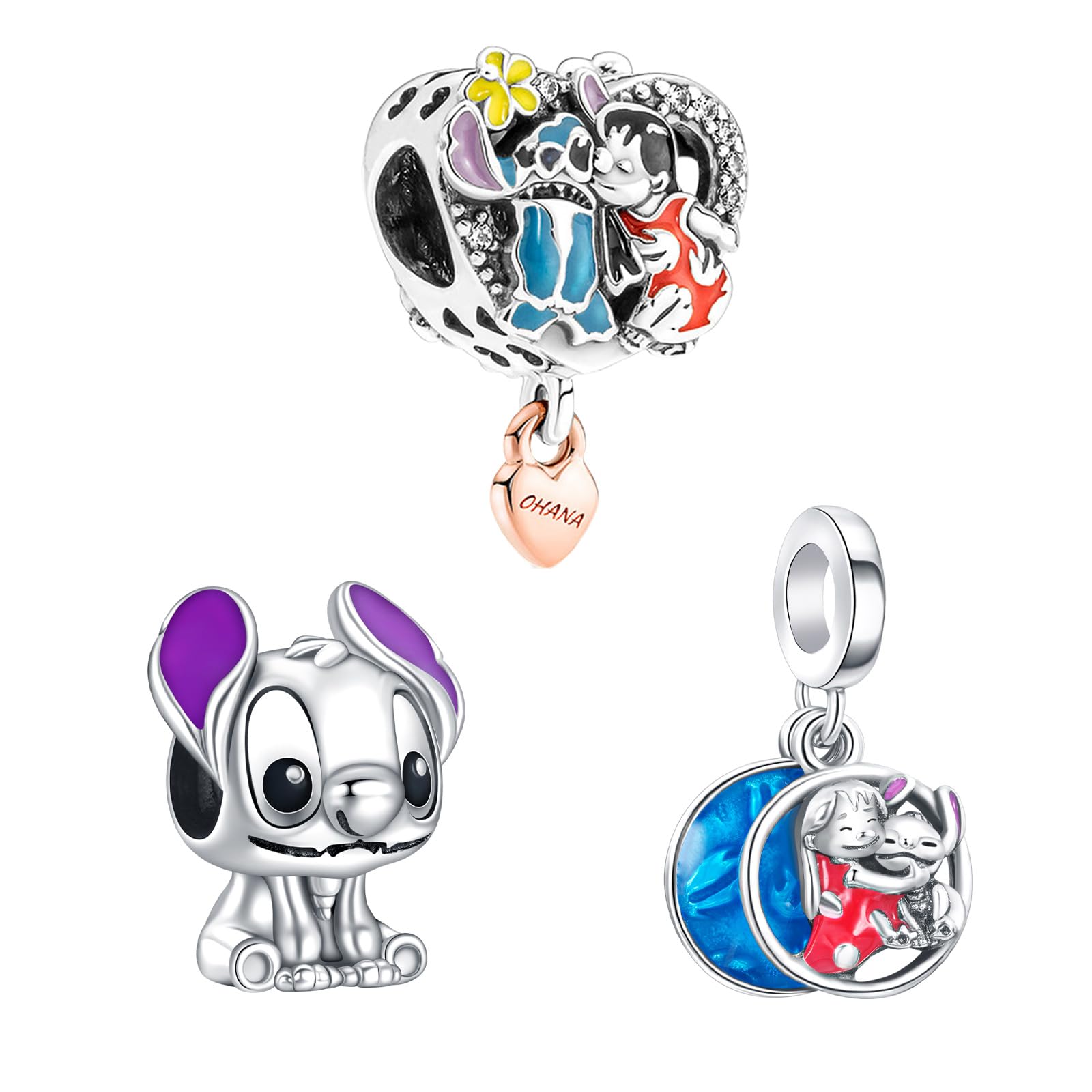 925 Sterling Silver Charm Set - Birthday Cake, Animals, Travel & Flower Pendants with Rose Gold Accents | 3-Piece Jewelry Gift Set for Women | Perfect for Bracelets, Necklaces & Special Occasions
