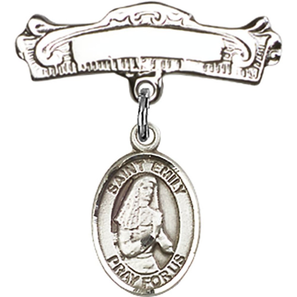 Sterling Silver Baby Badge with St. Emily de Vialar Charm - 7/8