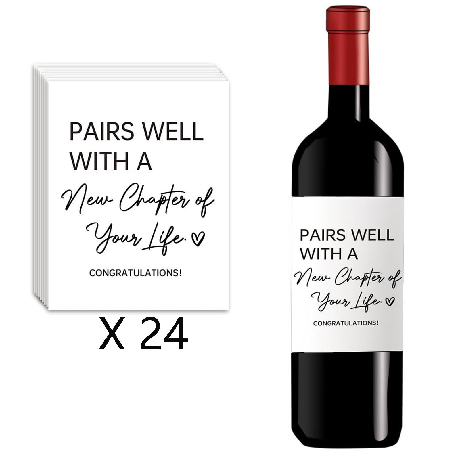 24Pcs Wine Bottle Labels - Perfect for New Beginnings, Engagement, Retirement, Housewarming & Divorce Gifts - Funny & Personalized Wine Stickers for Women & Men - Great for Parties, Celebrations & Special Occasions