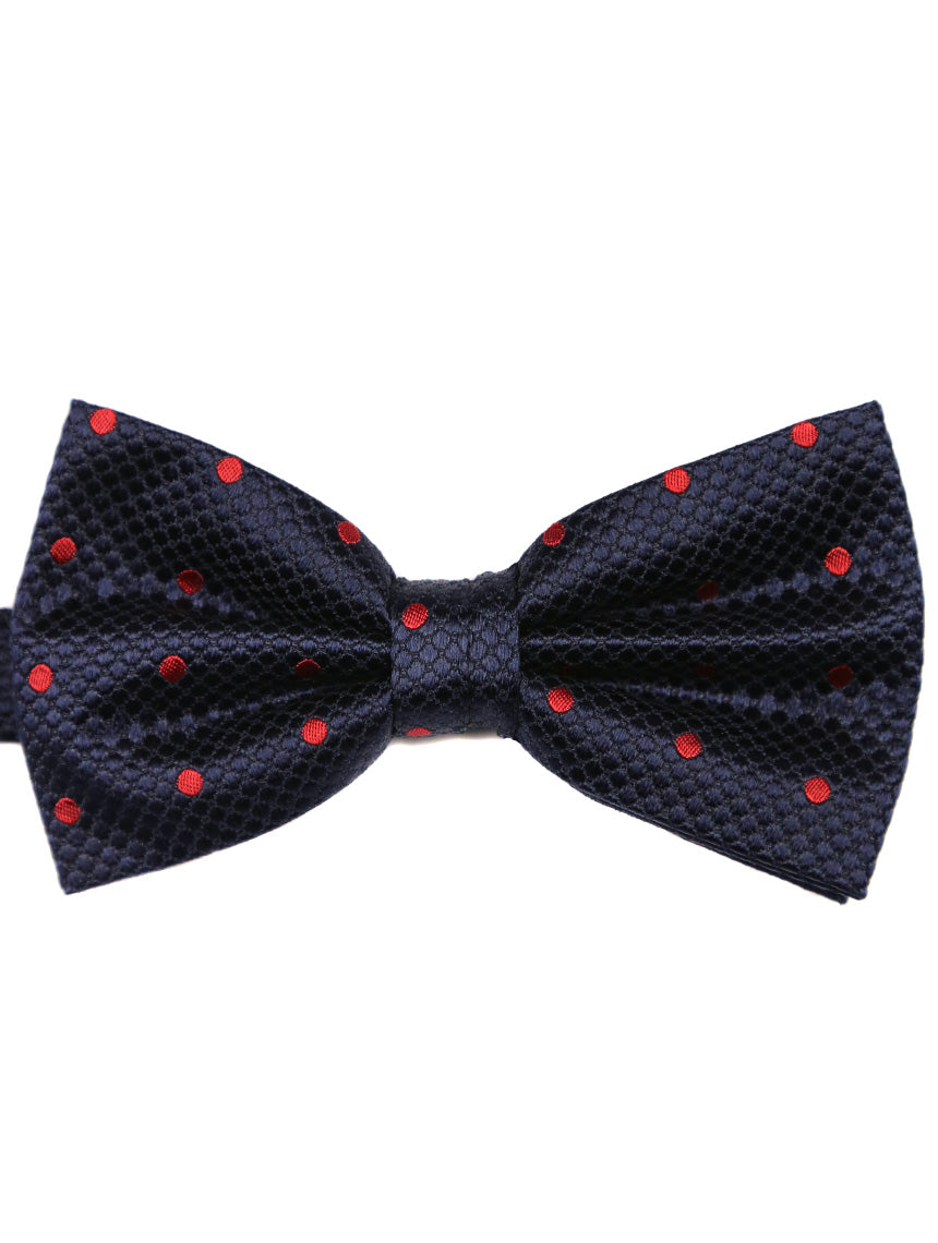 DÉCLIC Classic Spot Bow Tie - Navy & Red Striped Pattern - Perfect for Weddings, Parties & Formal Events
