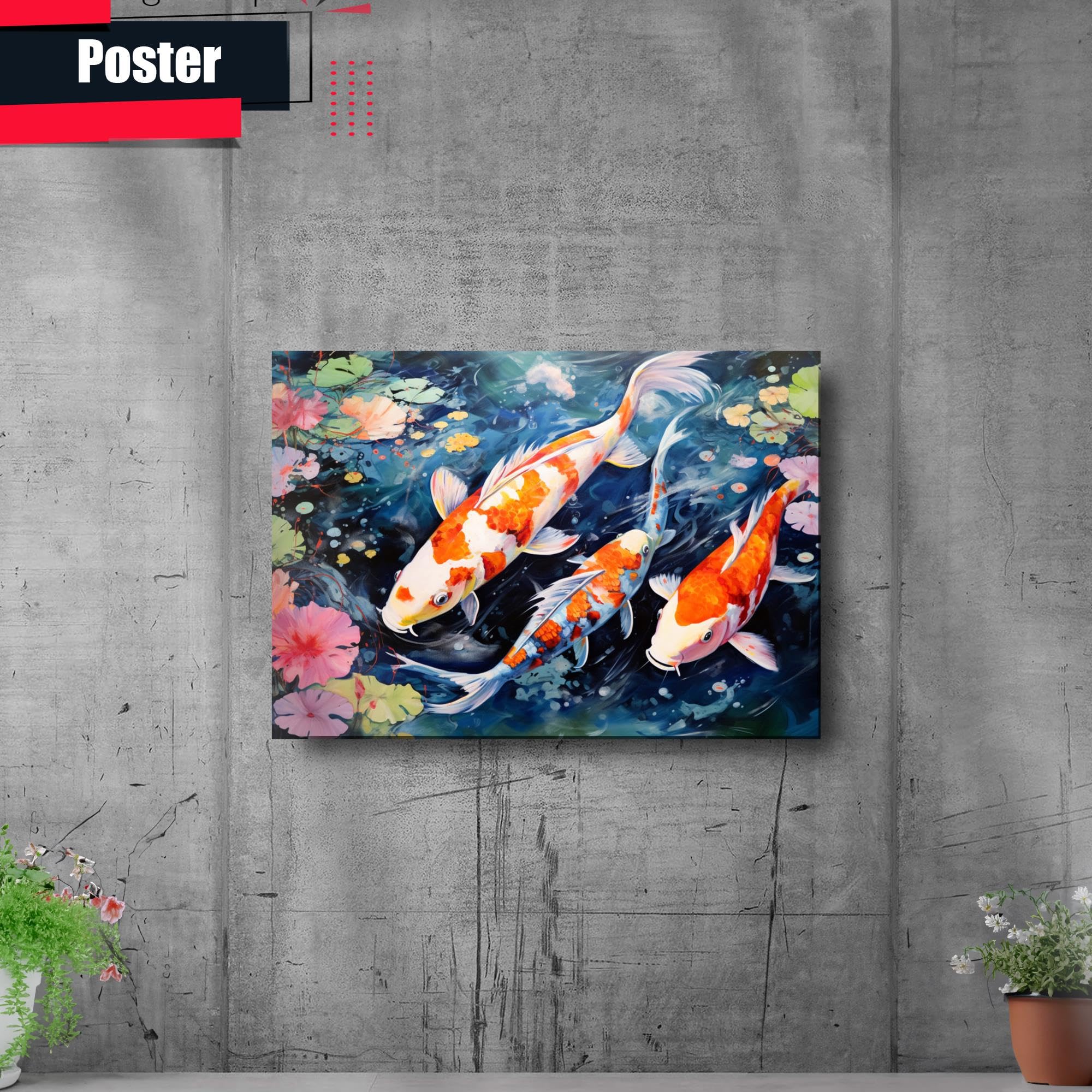 Japanese Koi Fish Art Print - Zen Wall Decor for Home & Office