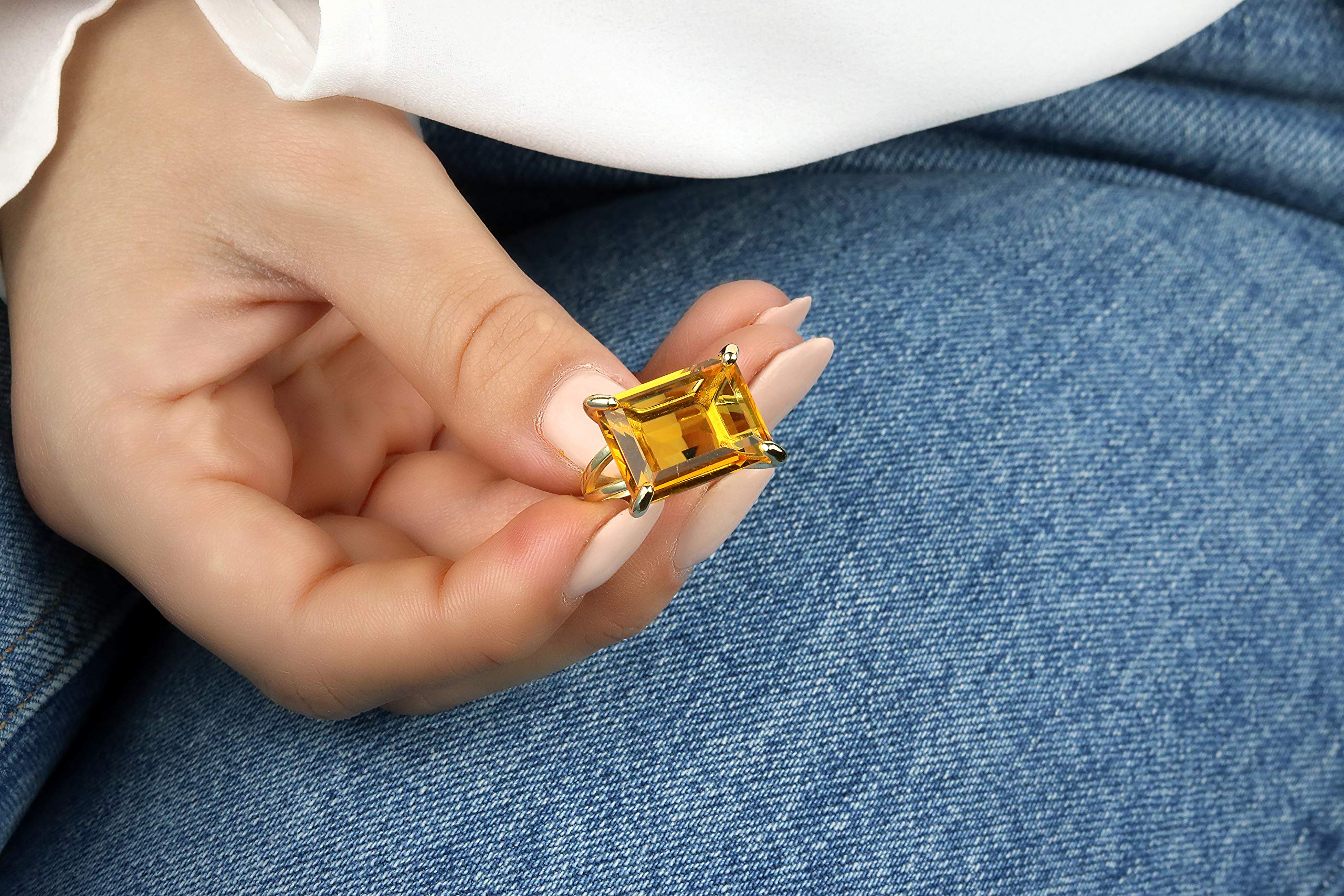 14K Rose Gold Citrine Cocktail Ring for Women - Customizable Statement Jewelry, November Birthstone Engagement Ring - Handmade Gemstone Jewelry with Luxury Gift Box | Perfect for Weddings, Anniversaries & Special Occasions