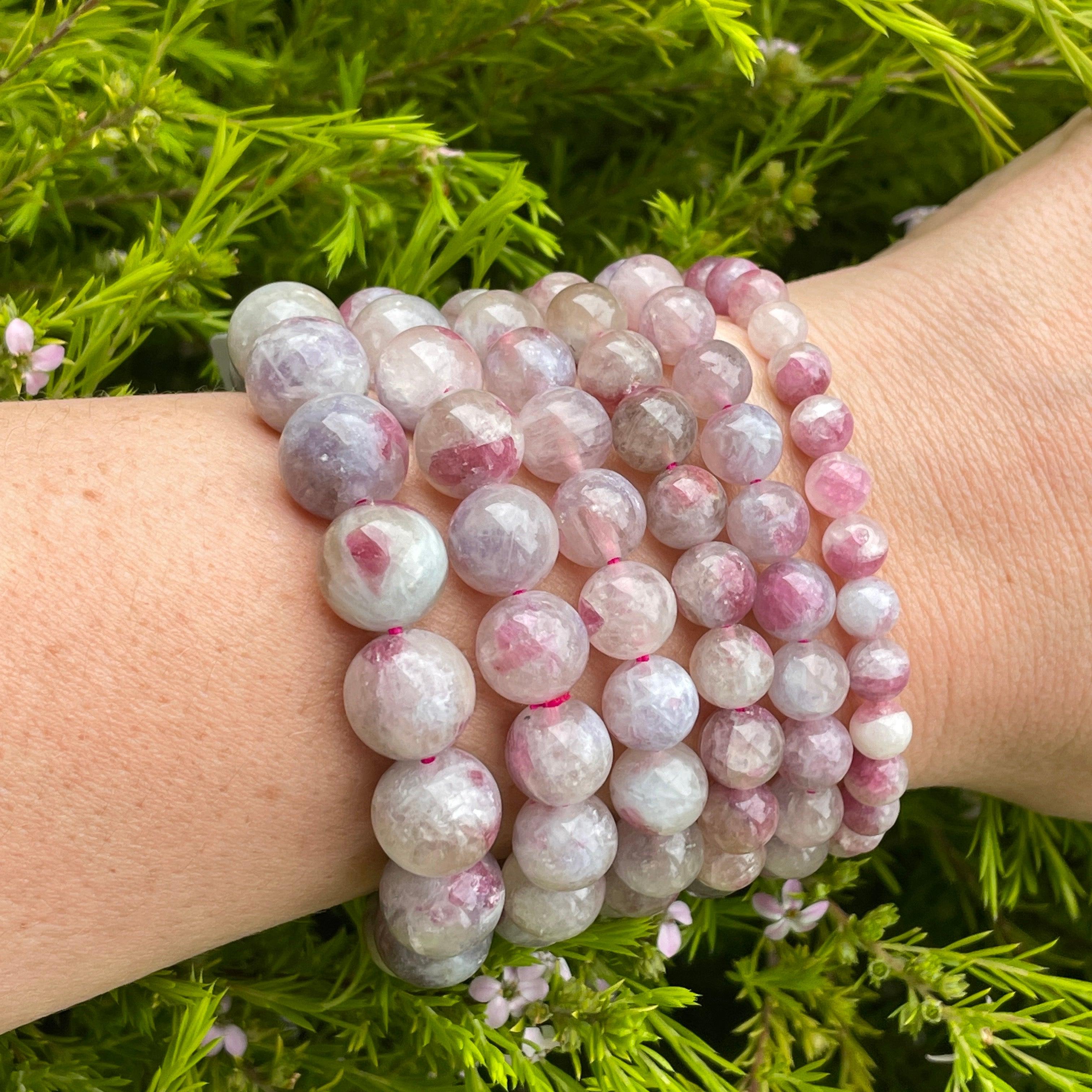 Pegmatite Unicorn Stone Bracelet with Pink Tourmaline, Lepidolite & Quartz - Healing Crystal Jewelry for Stress Relief & Positive Energy - Perfect for Meditation, Yoga & Spiritual Gifts