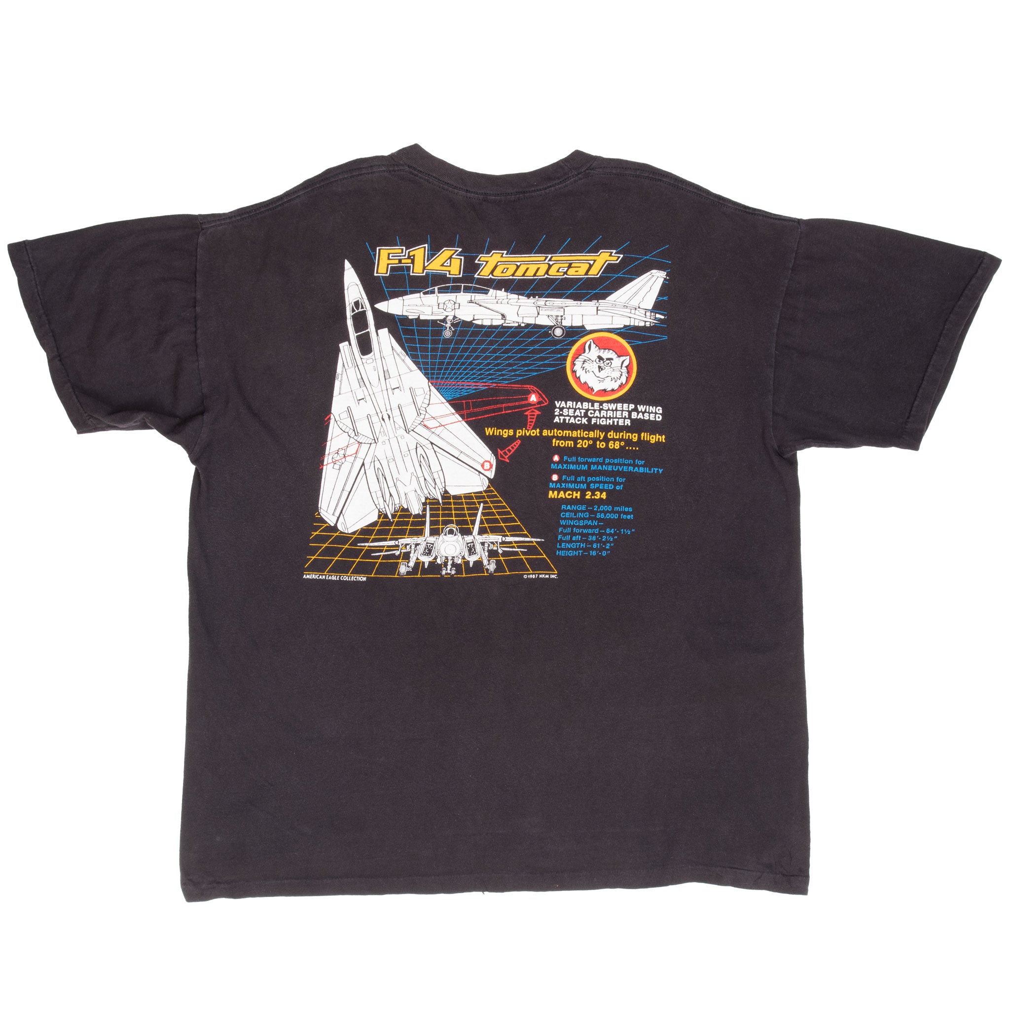 Vintage US Navy Top Gun F14 Tomcat 1987 T-Shirt XL - Made in USA - Military Apparel for Aviation Enthusiasts & Movie Fans