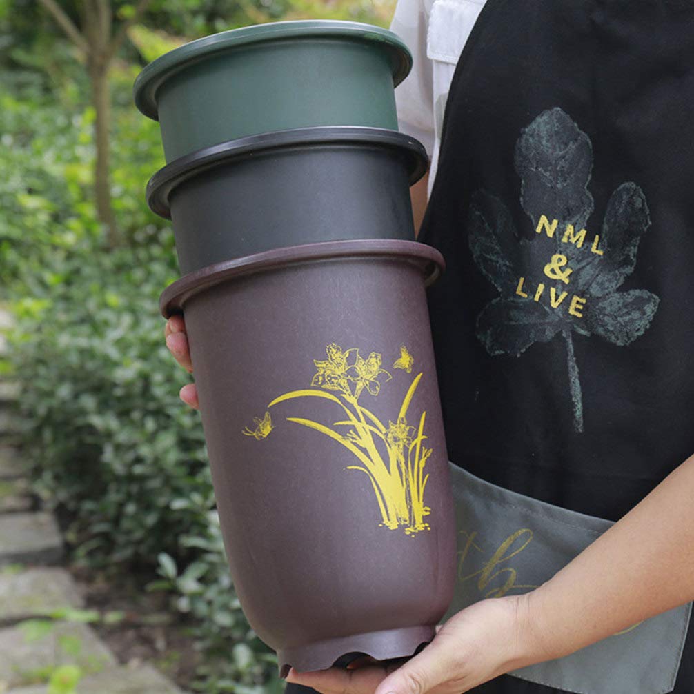 1 Set Imitation Purple Sand Flower Pot - Large Tall Planters for Trees, Garden & Office - Outdoor Plastic Planting Pots for Seeding & Decor